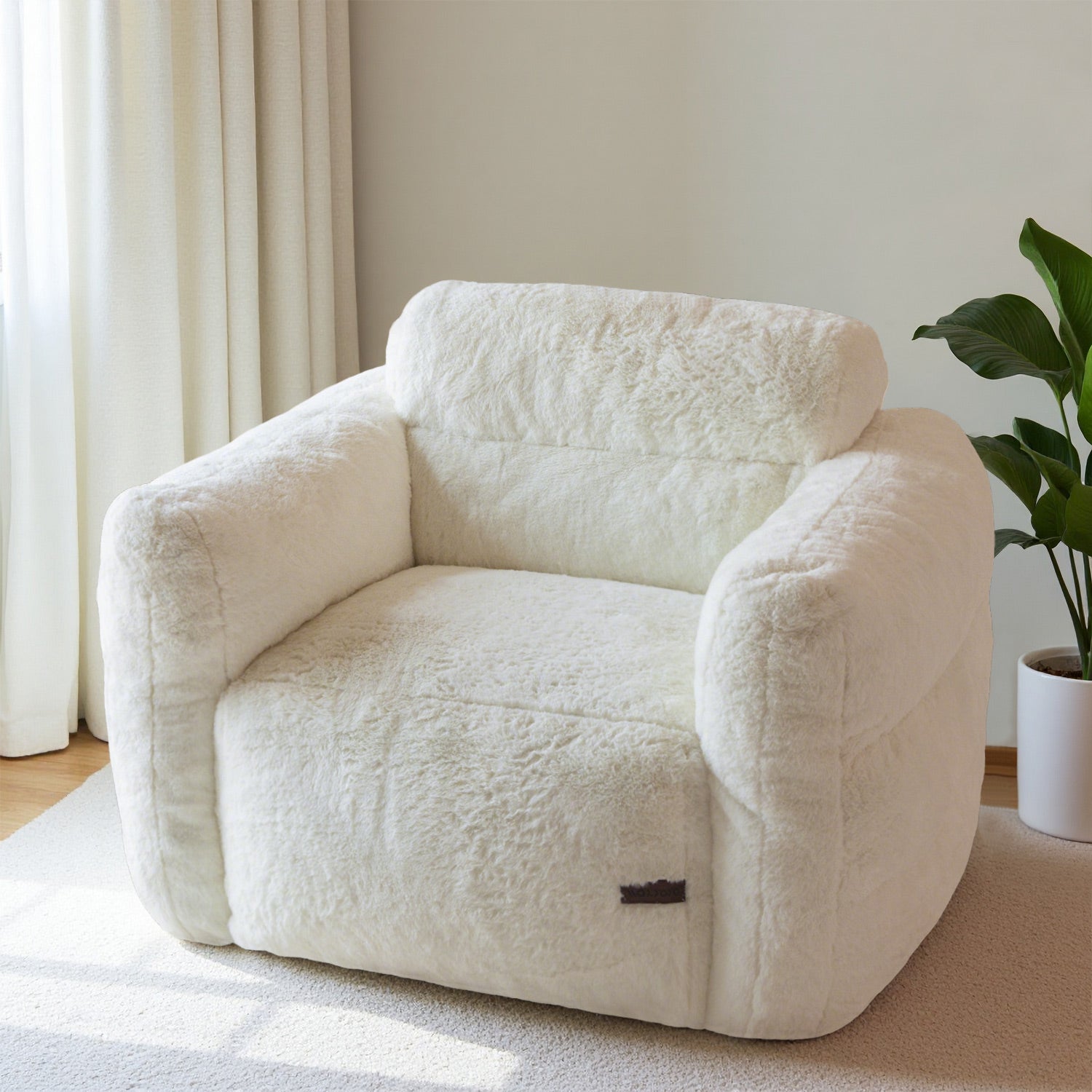 MAXYOYO Giant Bean Bag Chair - Ultra Soft Fluffy Oversized Bean Bag Sofa for Adults & Teens, Cozy Reading Nook Chair, Lounge Chair for Bedroom, Living Room, Dorm - Beige (Perfect for Relaxing, Gaming & Movie Nights)