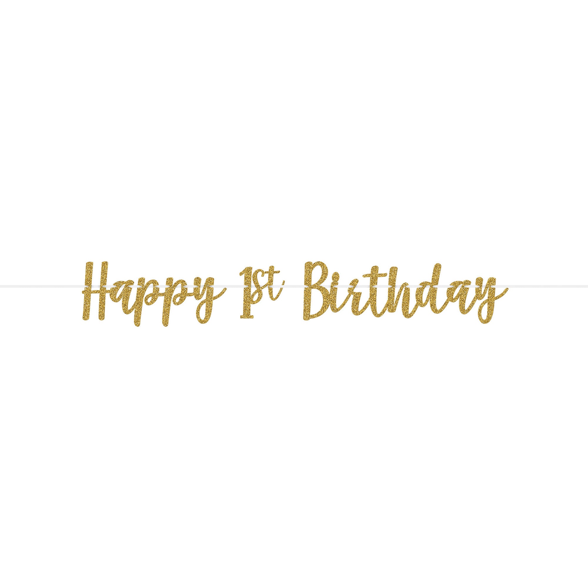 1st Birthday Gold Glitter Ribbon Banner - Personalized Baby Shower Decor for Girl or Boy - Perfect for Birthday Parties, Photo Backdrops & Milestone Celebrations