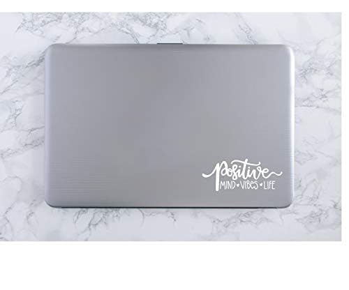 Positive Mind Vibes Life Vinyl Decal - White - 5.5 x 2.25 Inch - Made in USA by Foxtail Decals - Perfect for Car Windows, Laptops, Tablets, Water Bottles & More - Motivational Sticker for Home, Office & Personal Items