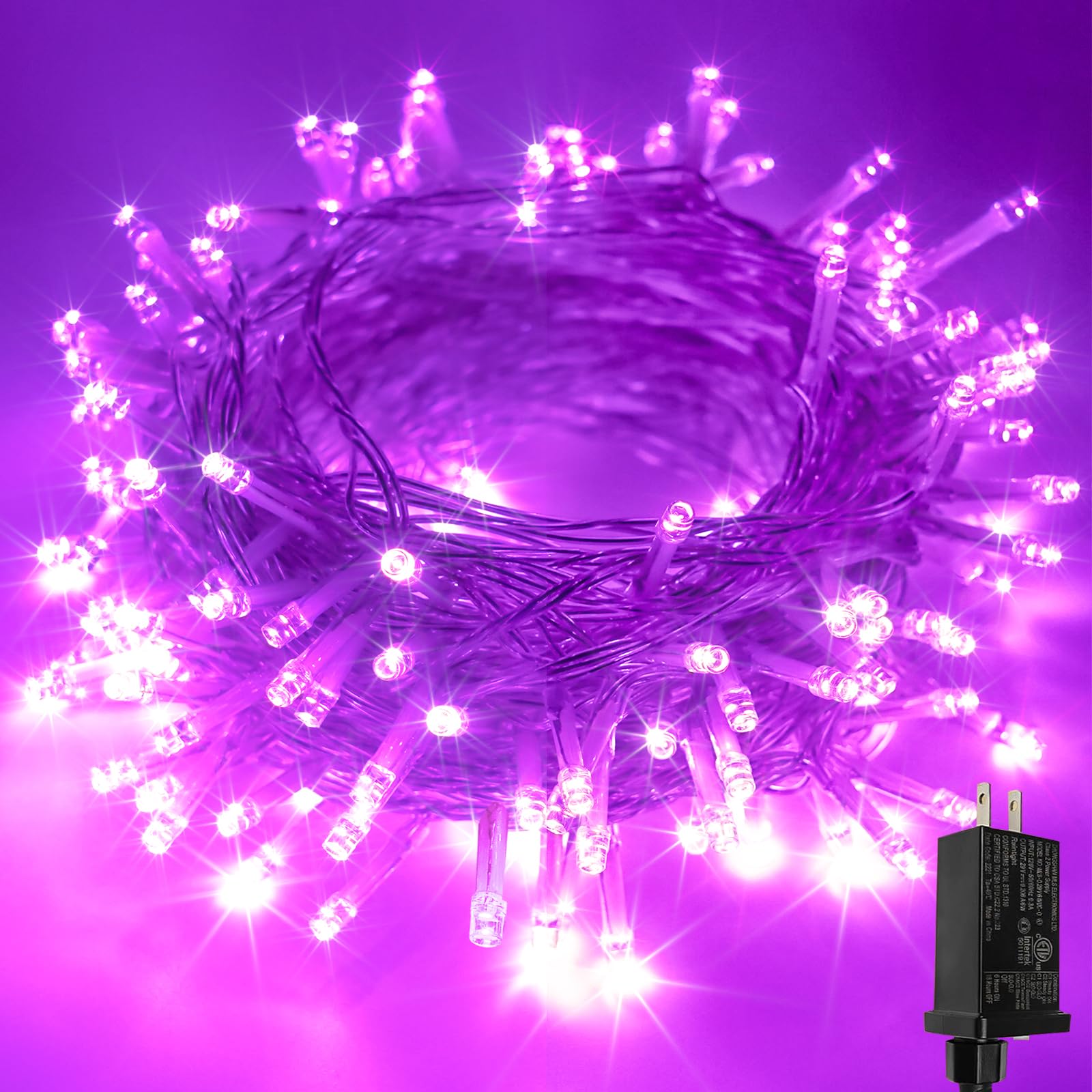 SANJICHA 200 LED Halloween String Lights - 66FT Purple for Indoor/Outdoor Decor, Party & Garden