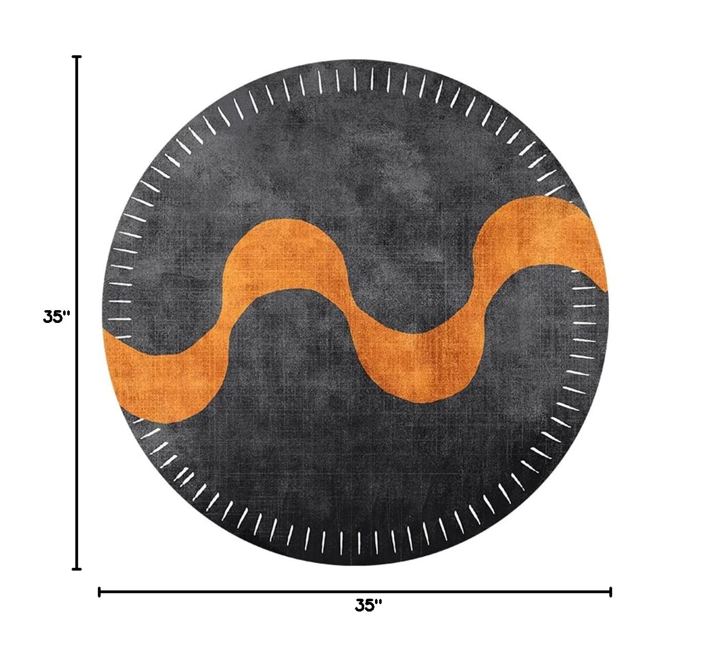 Modern Abstract Black Orange Swirl Round Area Rug - Soft Fluffy 3ft Circle Rug for Living Room, Bedroom, Dining, Kitchen, Home Office & Hallway | Non-Slip, Cozy & Stylish Home Decor