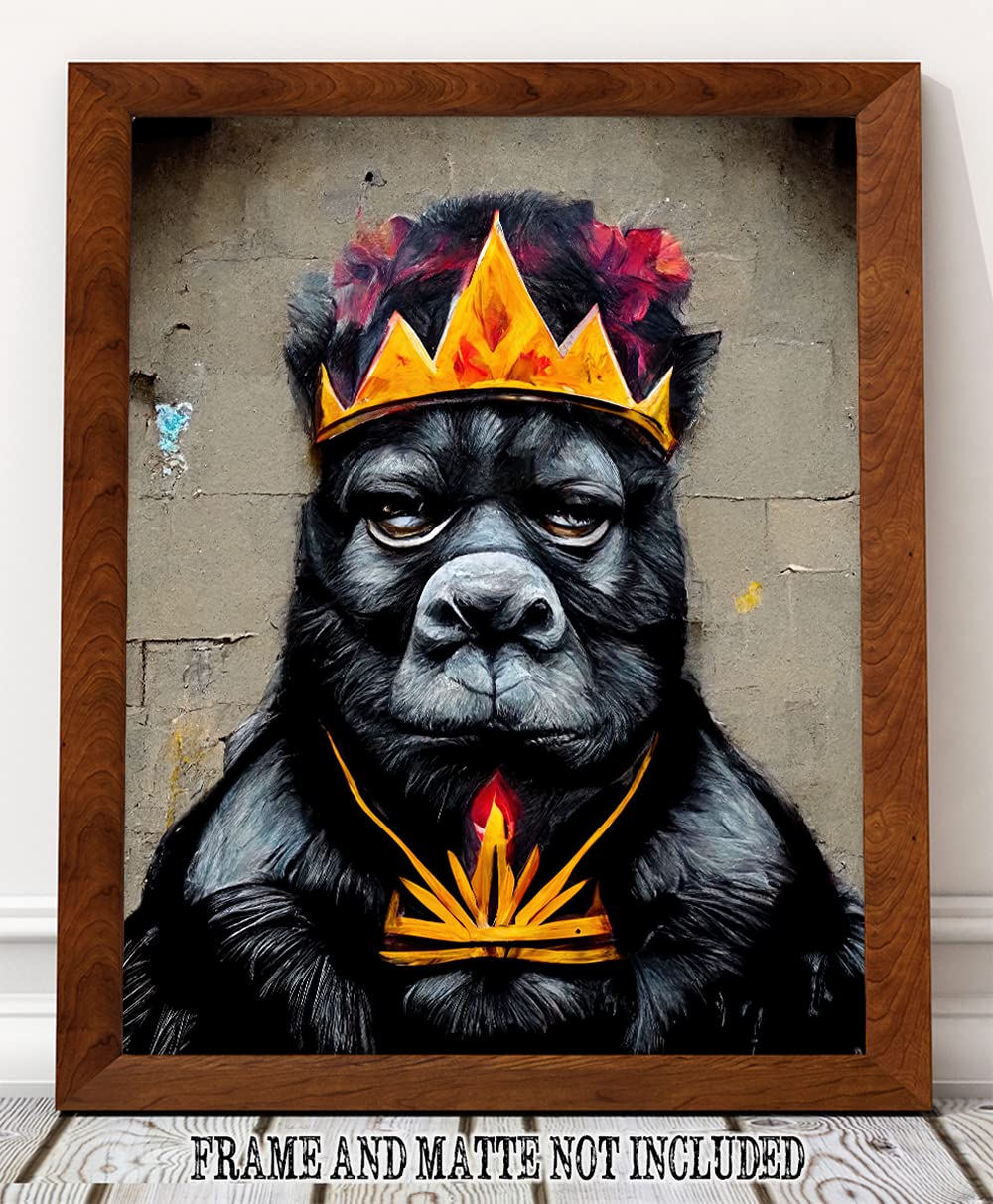Graffiti Gorilla Wall Art Poster - Unframed Funny Animal Decor (28x36 inches) - Perfect for Living Room, Bedroom & Office - Unique Gift for Gorilla & Animal Lovers