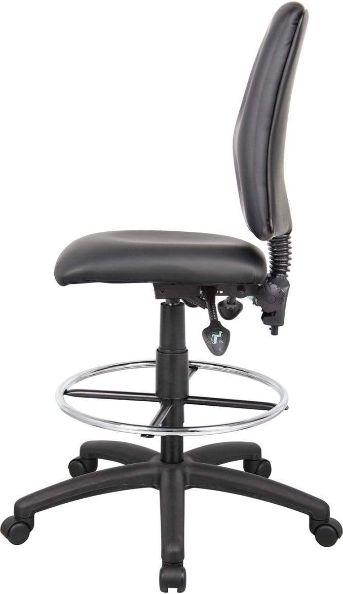 Boss Multi-Function LeatherPlus Drafting Stool [B1645] - Adjustable Height Office Chair for Architects, Artists & Home Office Use