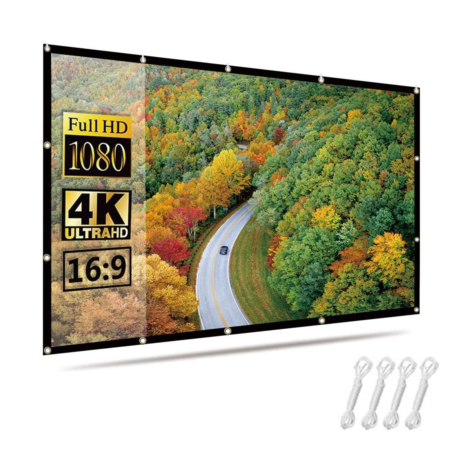 120 Inch AJLDN Projector Screen - 16:9 HD 4K Foldable Anti-Crease Portable Projection Screen for Home Theater, Outdoor & Indoor Movie Nights