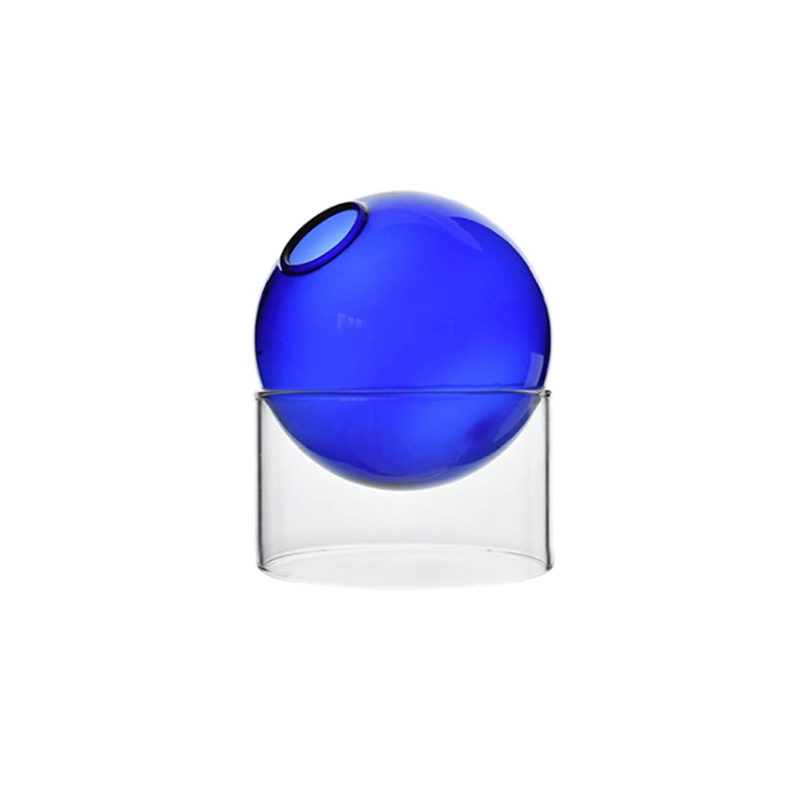 HUADI European Glass Vase - 5x10cm Mini Ball Transparent Flower Vase for Hydroponic Plants, Terrarium, Home & Office Decor (Dark Blue) - Perfect for Desktop Decor, Wedding Centerpieces, and Modern Interior Design