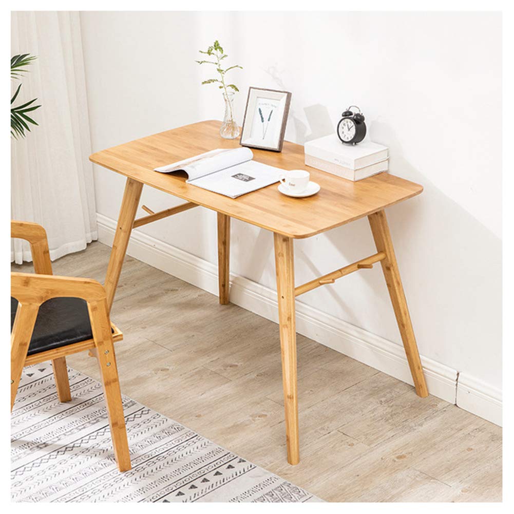 LIUXR 120x60x72cm Bamboo Computer Desk - Sturdy Home Office Desk, Study Writing Table with Hook for Workstation (Wood Color) | Perfect for Small Spaces, Remote Work & Conference Rooms