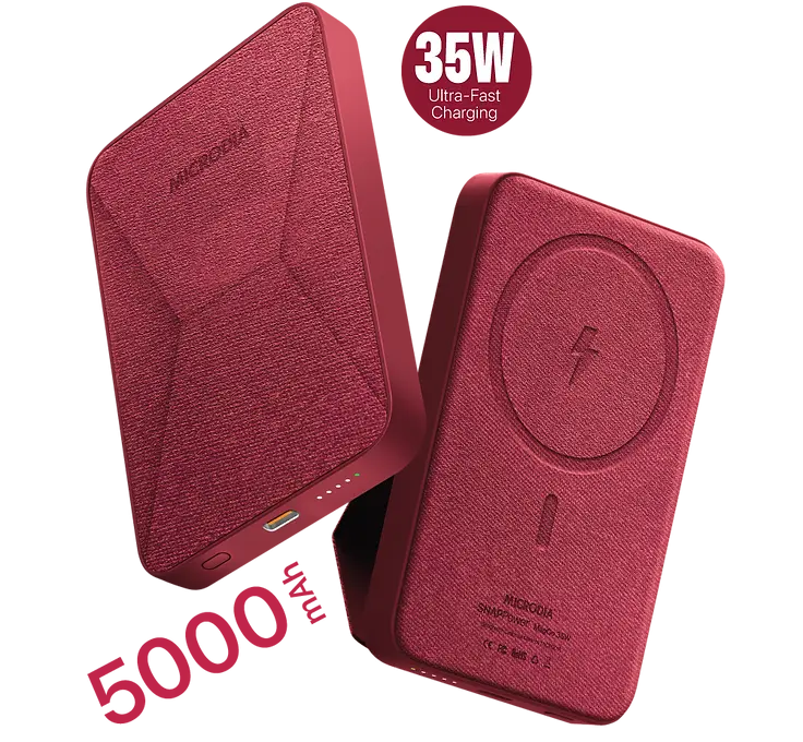 MICRODIA SNAPPower™ MagGo 35W Magnetic Wireless Power Bank - 5000mAh Portable Charger with 15W Fast Wireless Charging & 20W USB-C PD - Perfect for iPhone, Android, Travel, and On-the-Go Charging