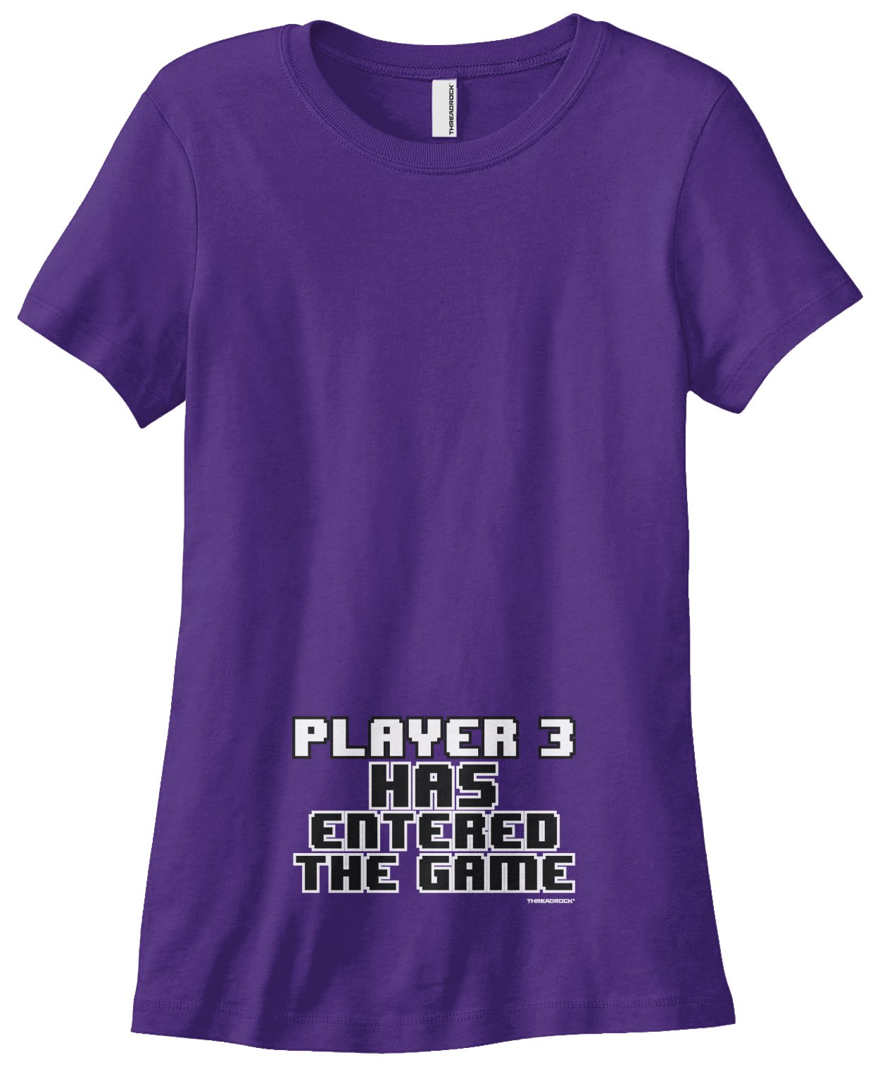 Threadrock Women's Player 3 Pregnancy Reveal T-Shirt - Funny Maternity Announcement Tee for Gamers & Expecting Moms - Perfect for Gender Reveal Parties & Baby Showers