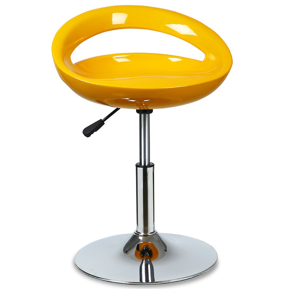 Adjustable Height Swivel Bar Stools with Back & Plastic Seat - Kitchen, Dining, or Front Desk Chair - Yellow - Perfect for Home, Office & Restaurant Use