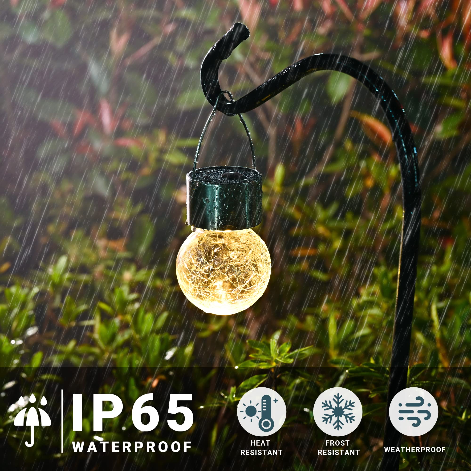 SOLPEX 12 Pack Outdoor Hanging Solar Lights - Waterproof Solar Powered Globe Lights for Garden, Yard, Patio, Lawn & Flower Bed Decoration (Warm White) | Perfect for Evening Ambiance, Pathway Lighting & Outdoor Parties