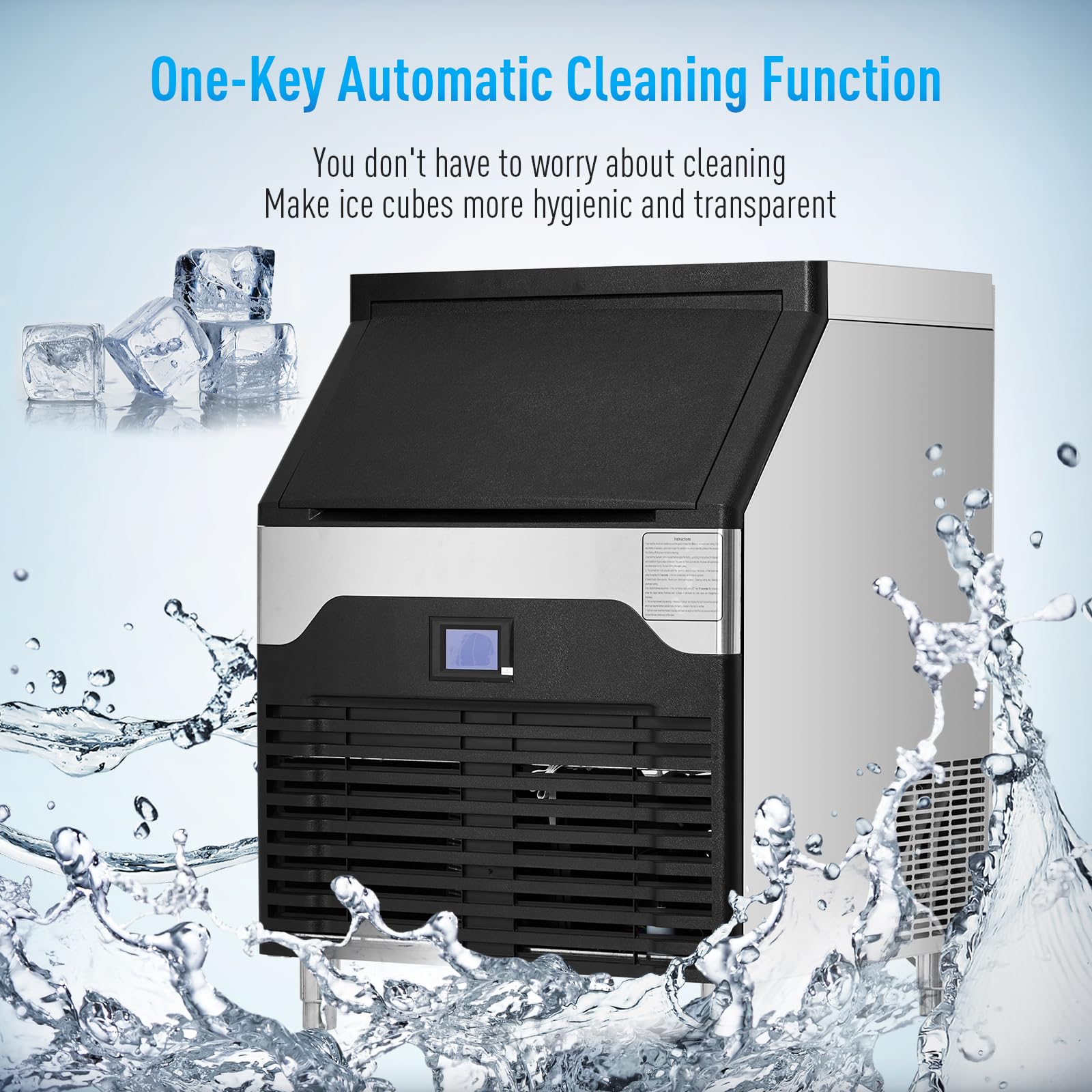 Zstar Commercial Ice Maker Machine - 300LBS/24H Under Counter Ice Maker with 150LBS Storage, Self-Cleaning Stainless Steel, Freestanding Undercounter Large Capacity Ice Machine for Restaurant, Bar, Cafe, Hotel, Party & Commercial Use