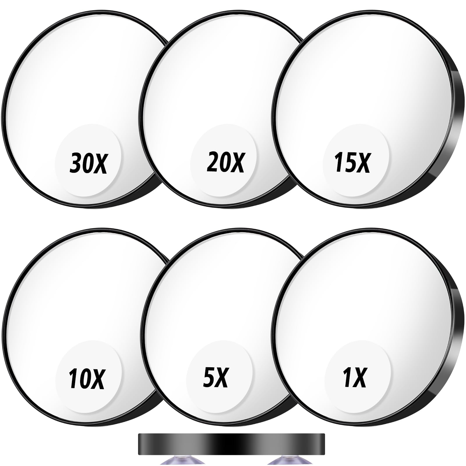 6X Magnifying Mirror with Suction Cup - 3.5in Portable Travel Makeup Mirror (1X-30X) for Bathroom & Vanity