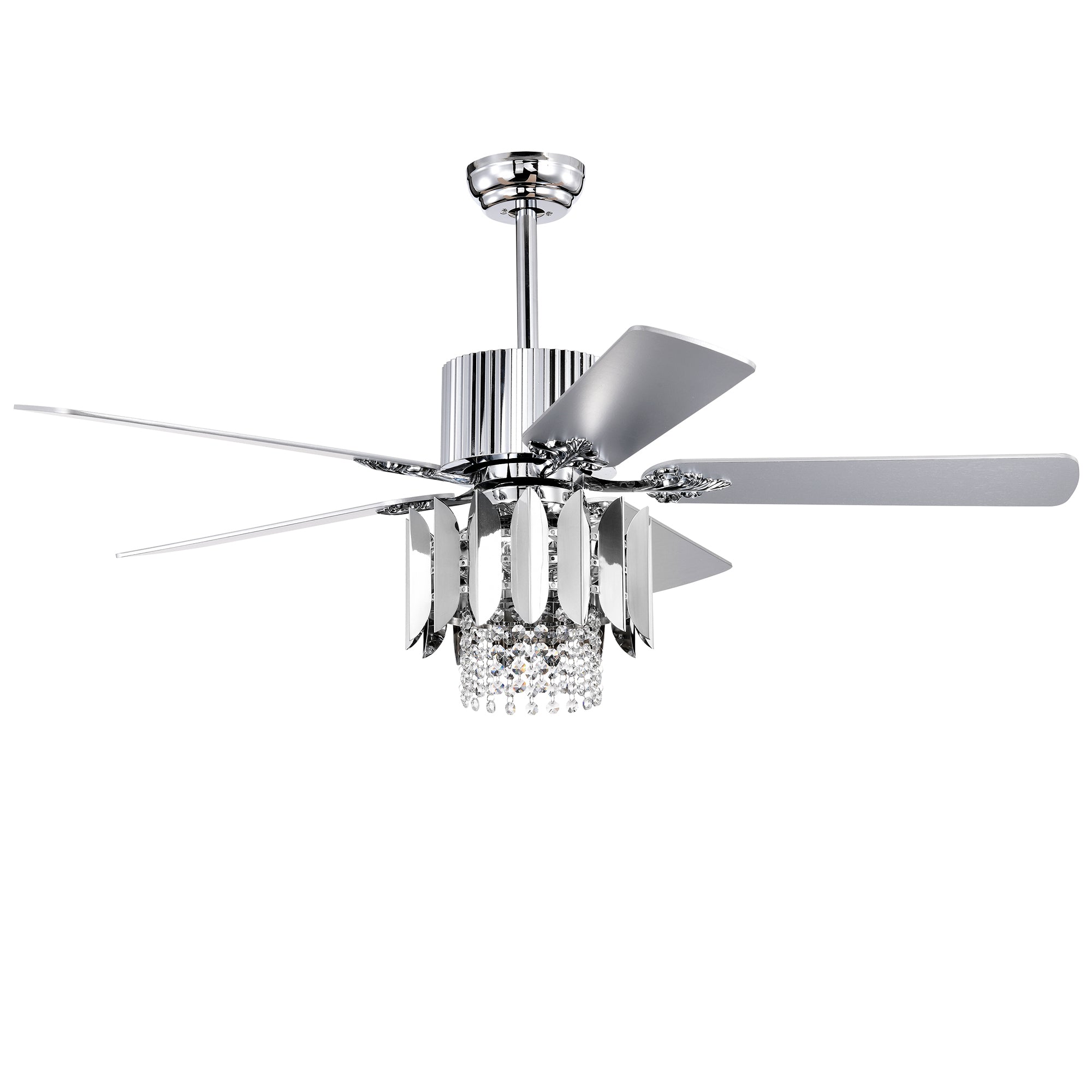 Crystal Ceiling Fan with Reversible Blades, 3 Wind Speeds & Remote Control - Perfect for Bedroom, Living Room & Dining Room (Chrome Finish) | Modern Cooling Solution for Home Comfort