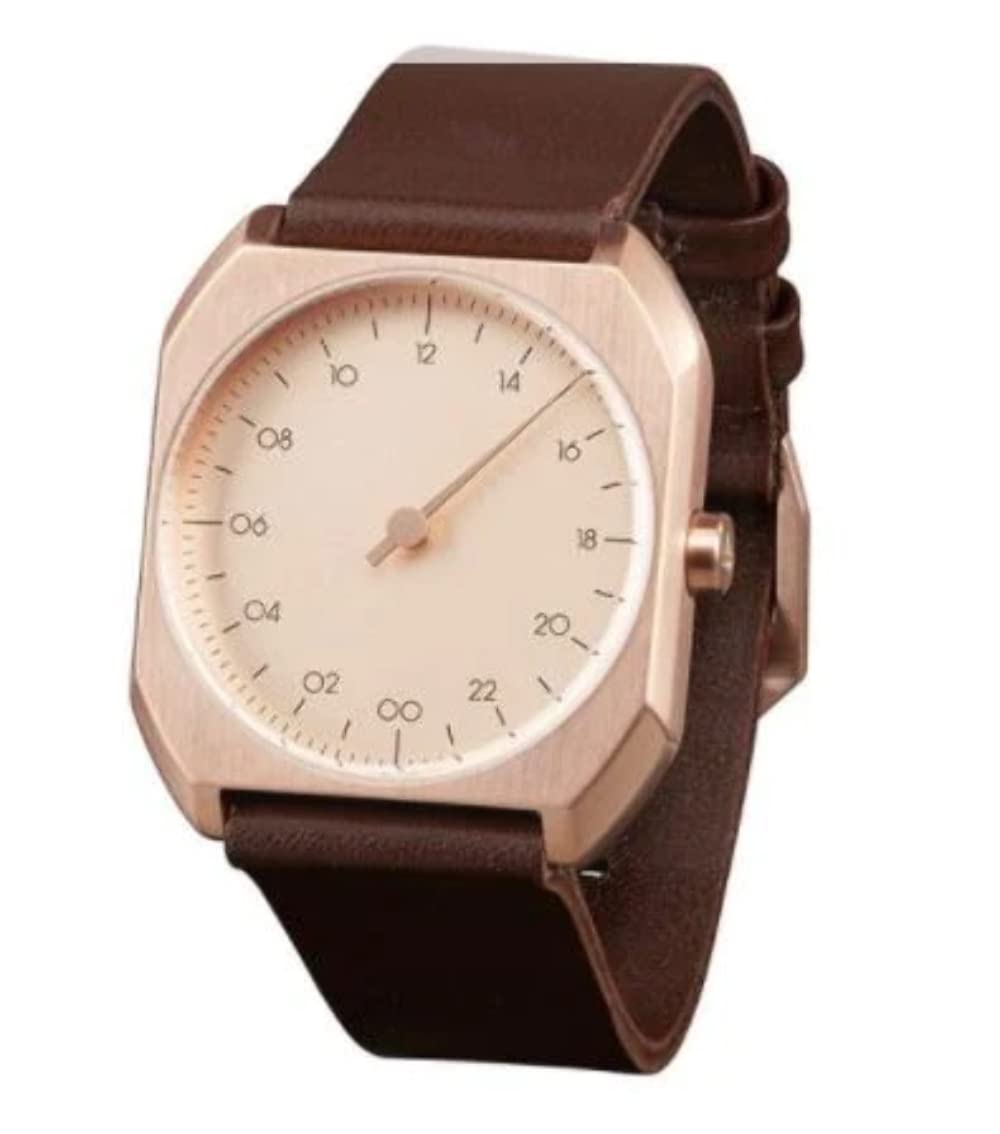 Mo 10 - Premium Dark Brown Leather Rose Gold Unisex Quartz Watch with Analogue Display | Stylish & Durable for Casual, Office & Formal Occasions