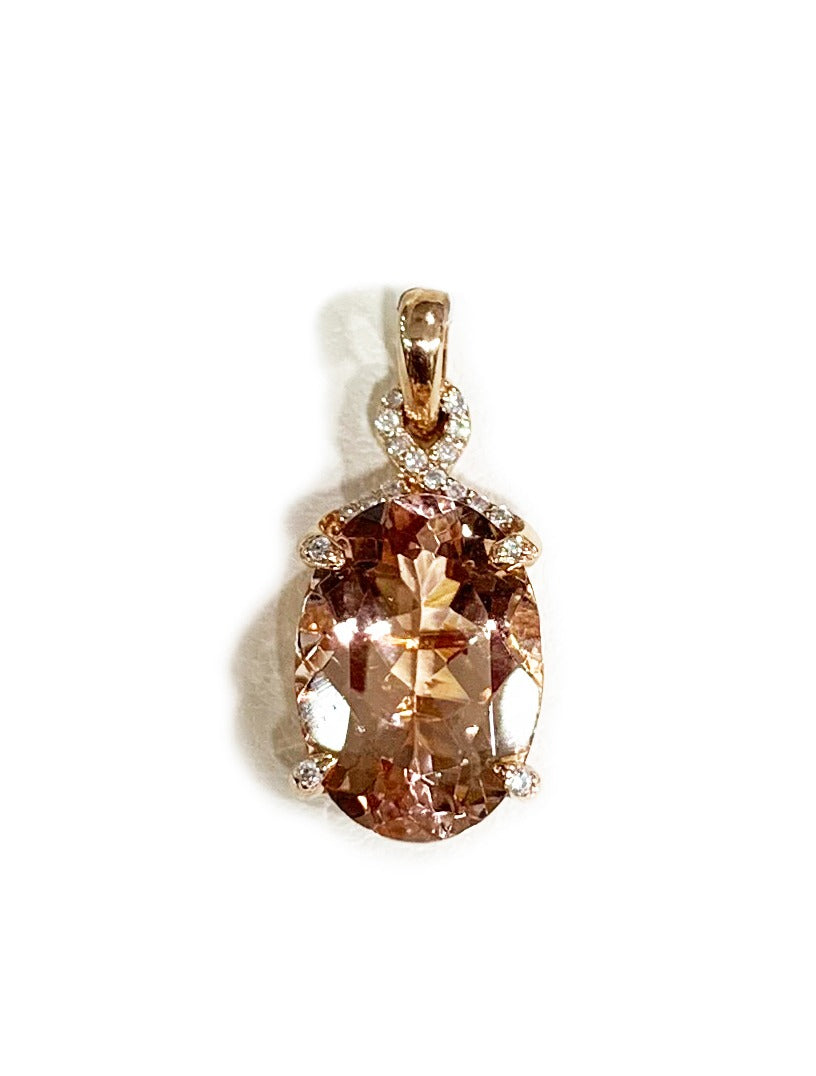 14K Rose Gold Morganite Pendant Necklace for Women - Elegant Jewelry Gift for Birthday, Anniversary & Valentine's Day - Perfect for Weddings, Parties & Special Occasions