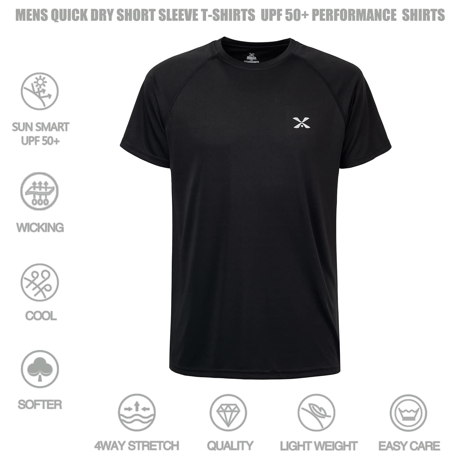 **Men's Lightweight UPF 50+ Short Sleeve T-Shirt - Athletic Dry Fit Workout Shirt for Running, Gym & Outdoor Activities**