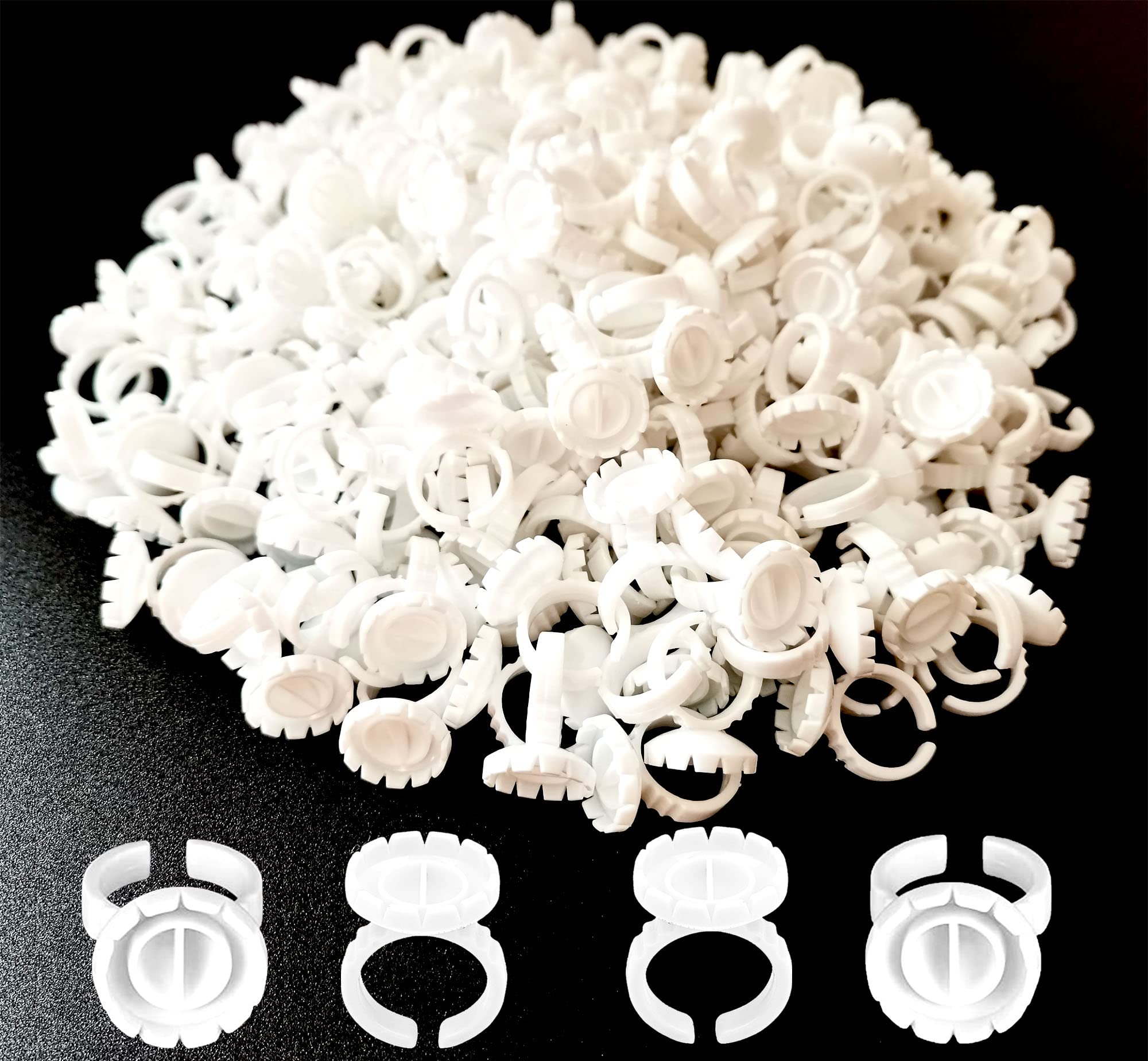 300 PCS Disposable Eyelash Extension Glue Rings - White Lash Adhesive Holder Cups for Professional Lash Artists | Perfect for Lash Fan Blossom Technique & Salon Use