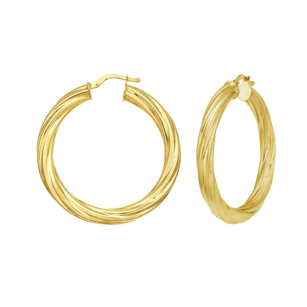 14K Gold Full Twist Large Hoop Earrings for Women - Elegant Statement Jewelry for Parties, Weddings & Everyday Wear