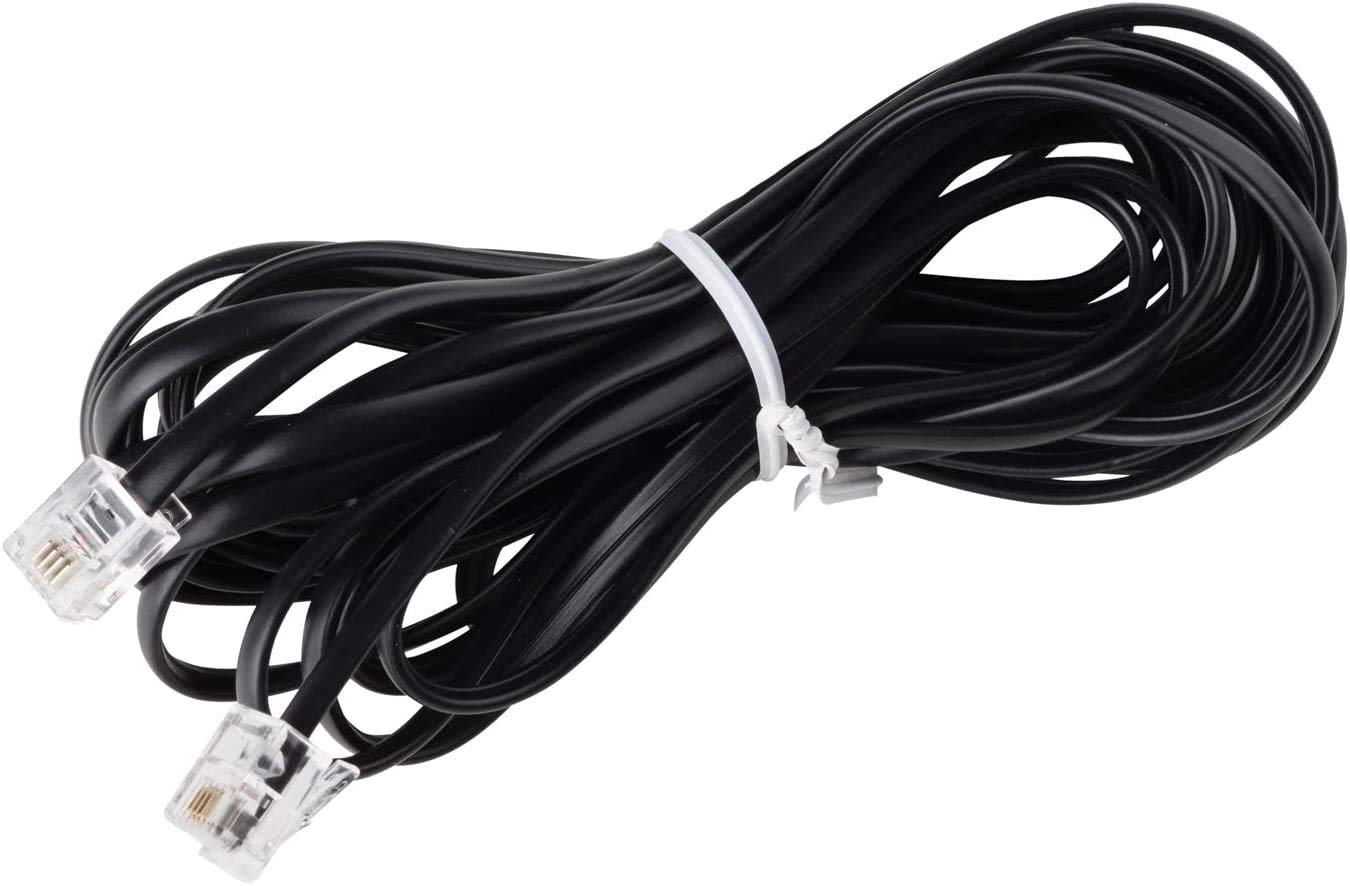 Premium 15ft Telephone Cord for Landline Phones - High-Quality RJ11 Phone Cable with Clear Sound & Durable Construction - Black - Compatible with All Devices Using Phone Jack - Perfect for Home, Office & Business Use