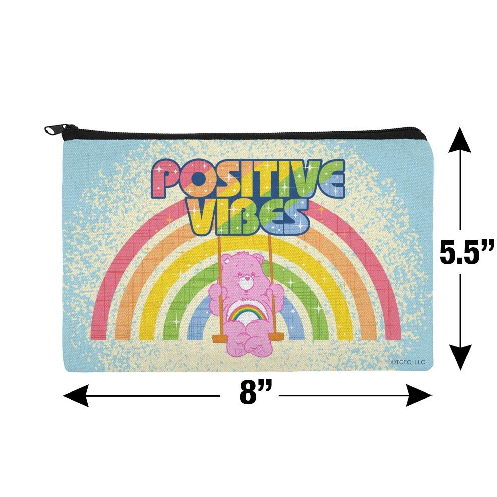 Care Bears Cheer Bear Makeup Bag - Cute Cosmetic Organizer Pouch for Travel & Daily Use - Positive Vibes Design - Perfect for Makeup, Toiletries & Small Essentials Storage