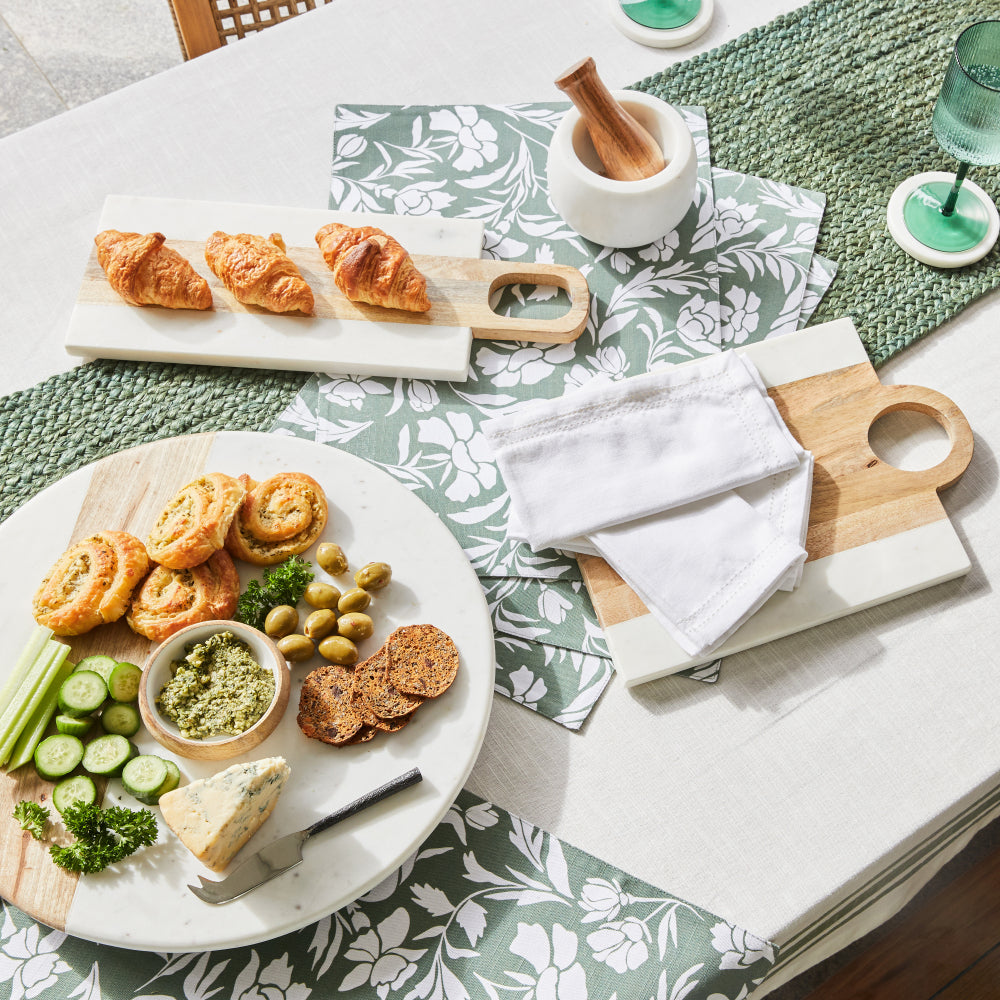 Percy Rectangle Marble Serving Board 42x16cm - Natural Stone Cheese & Charcuterie Platter for Entertaining, Weddings, and Dinner Parties