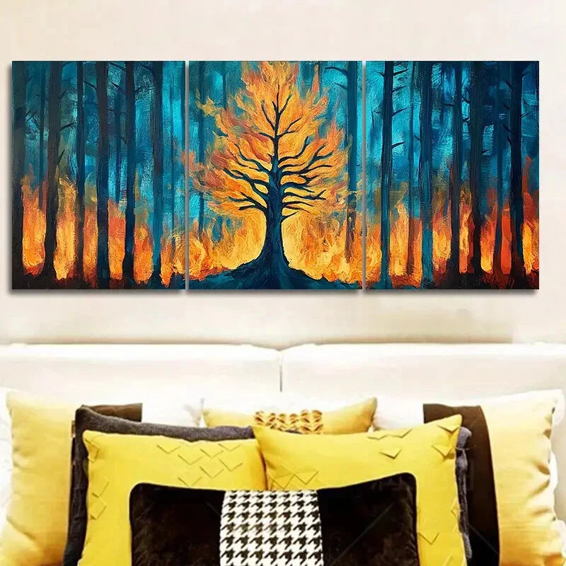3-Piece Forest Fire Disaster Wall Art Set - Framed Canvas 40x60cm | High Quality Print | 100% Australian Made | Ready to Hang | Perfect for Living Room, Bedroom or Office Decor