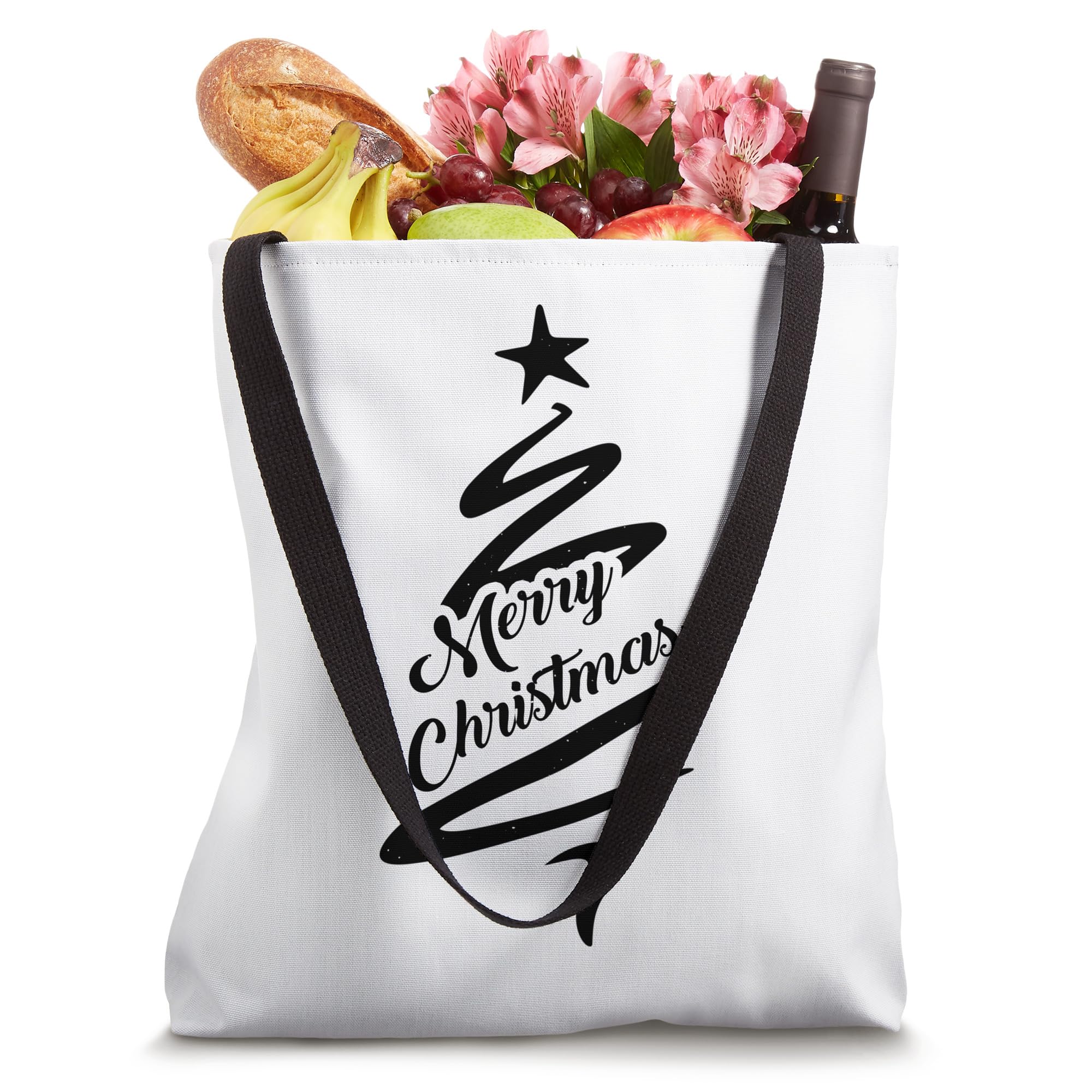 Festive Christmas Tote Bag for Holiday Shopping & Gift Giving - Reusable Grocery Bag for Parties, Travel & Everyday Use