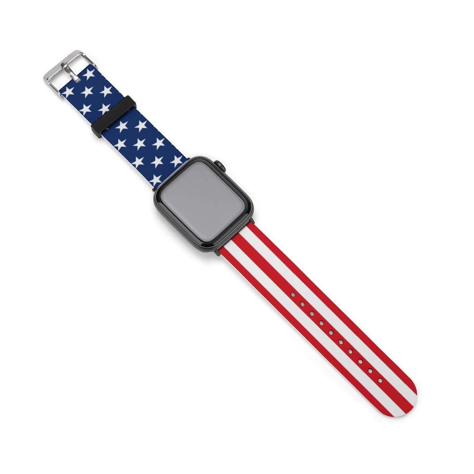 American Flag Apple Watch Bands Compatible with 38mm 40mm 42mm 44mm - Replacement Sport Strap for iWatch Series SE/6/5/4/3/2/1 - Patriotic Nylon Band for Men & Women - Perfect for Workouts, Daily Wear & 4th of July Celebrations