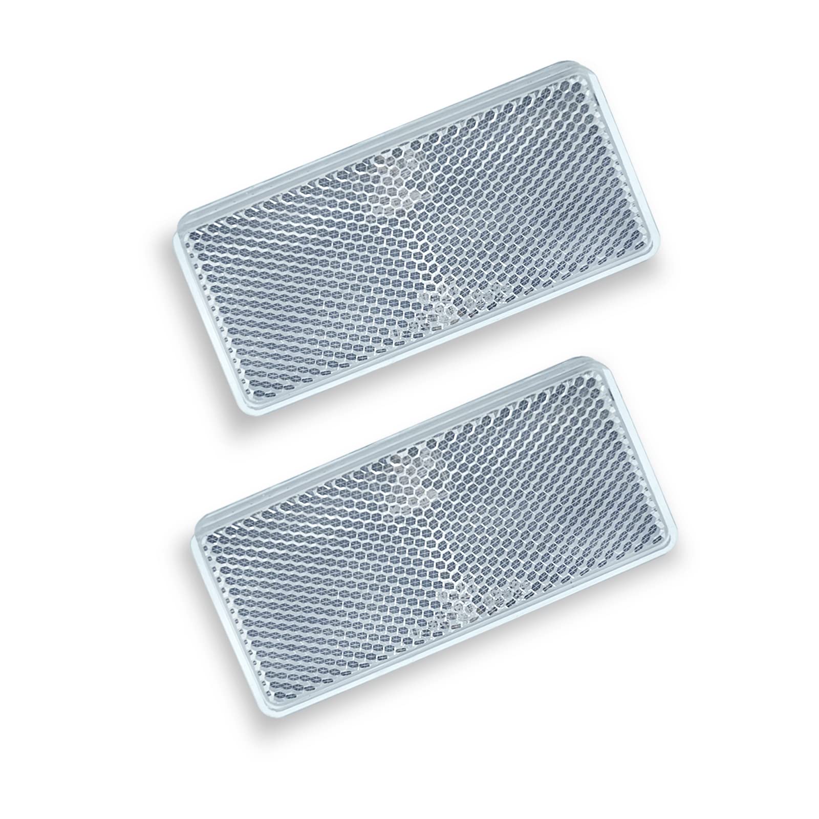 2-Pack E-Mark CCC Certified Rectangle Self-Adhesive Reflectors for Trailers, Driveways & Mailboxes - High Visibility Safety Markers for Nighttime Road Safety