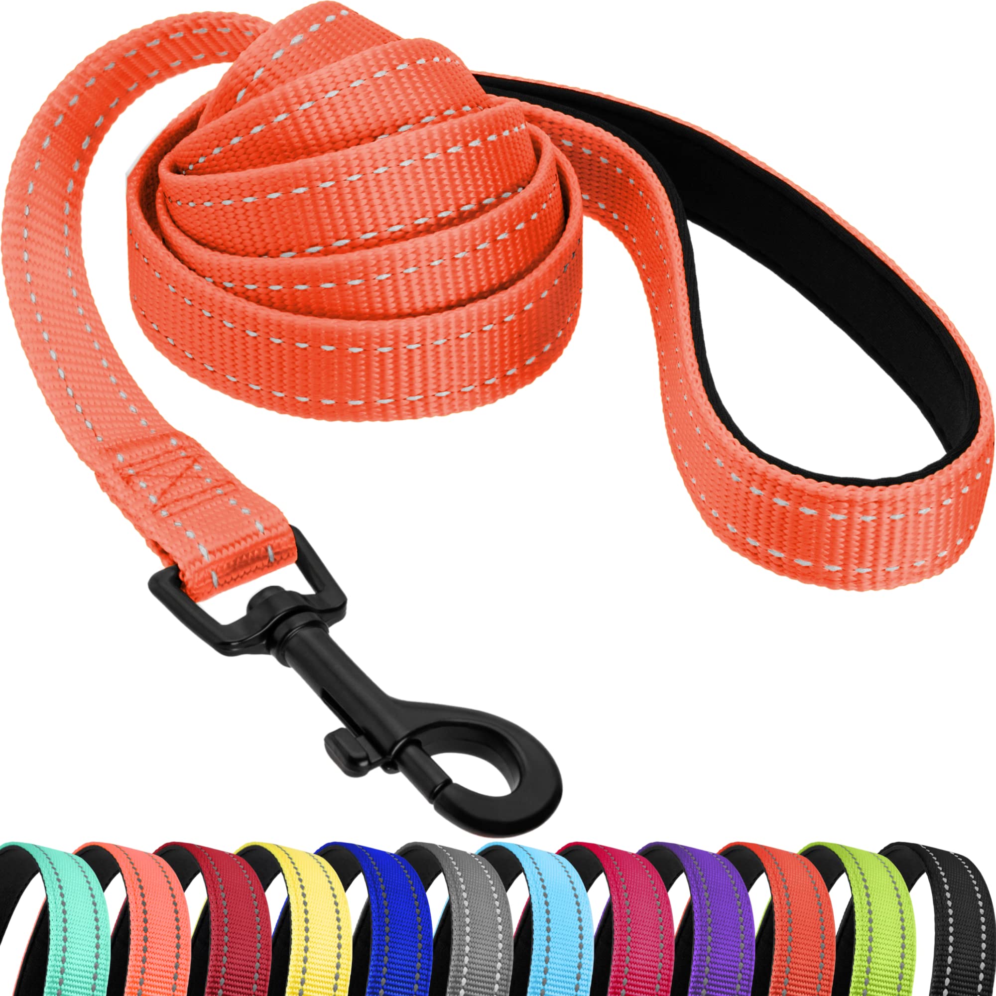 **CollarDirect Heavy Duty Reflective Nylon Dog Leash 5ft - Durable Pet Leash for Small, Medium & Large Dogs - Perfect for Outdoor Walking, Running & Training (Coral, Small)**