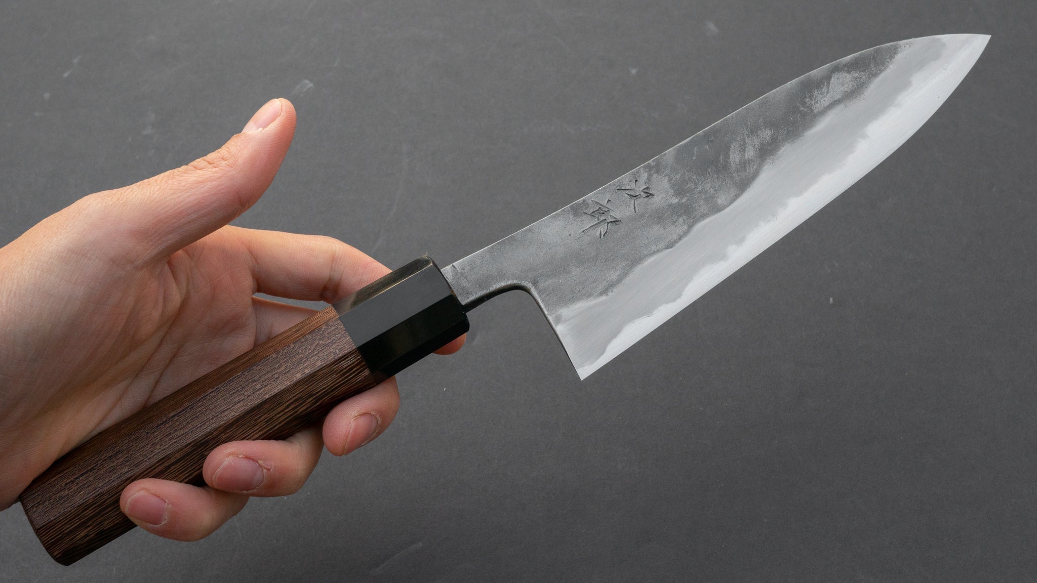 Premium Jiro Tsuchime Wa Santoku Knife 165mm - Japanese High Carbon Steel Blade with Taihei Tagayasan Wood Handle (#050) - Perfect for Slicing, Dicing & Chopping Vegetables, Meat & Fish in Professional & Home Kitchens