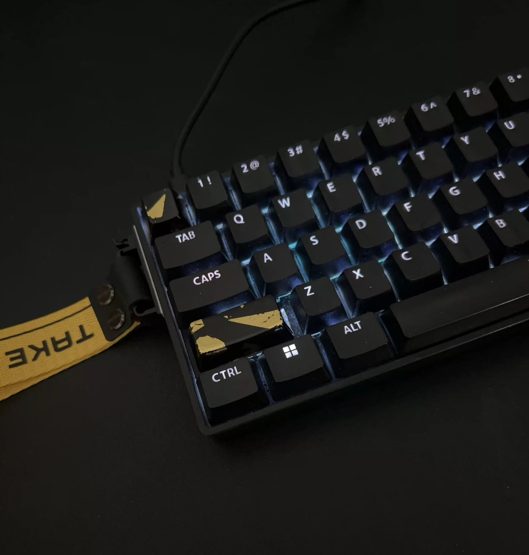 ESC+2.25U Left Shift Keycaps - Gold Shattering Effect Resin Coated Mechanical Keyboard Keycaps | Custom Personalized Keycaps for Gaming & Typing | Perfect for Mechanical Keyboard Enthusiasts & PC Builders