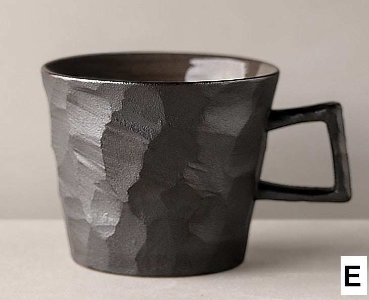 Premium Handmade Ceramic Coffee Mug - Large Capacity 16oz, Modern Pottery Tea Cup in Brown, White, Black & Blue - Perfect for Home, Office & Cafe Use
