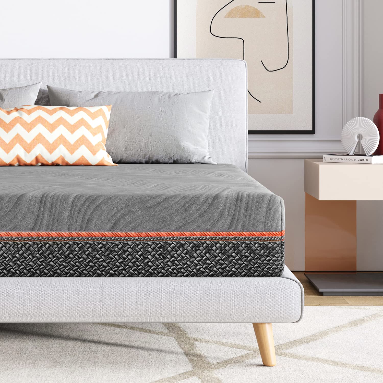 Sweetnight 10 Inch King Size Memory Foam Mattress - 3 Firmness Levels, Gel-Infused Cooling Technology, Pressure Relief & Motion Isolation, Bed in a Box (Grey) - Perfect for Master Bedrooms, Guest Rooms & Hot Sleepers