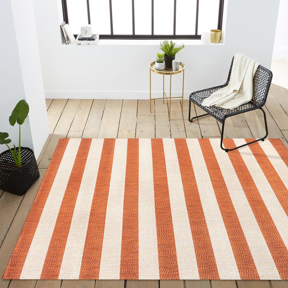 Negril Two-Tone Wide Stripe Indoor/Outdoor Area Rug - Durable & Stylish for Living Room, Patio, or Deck