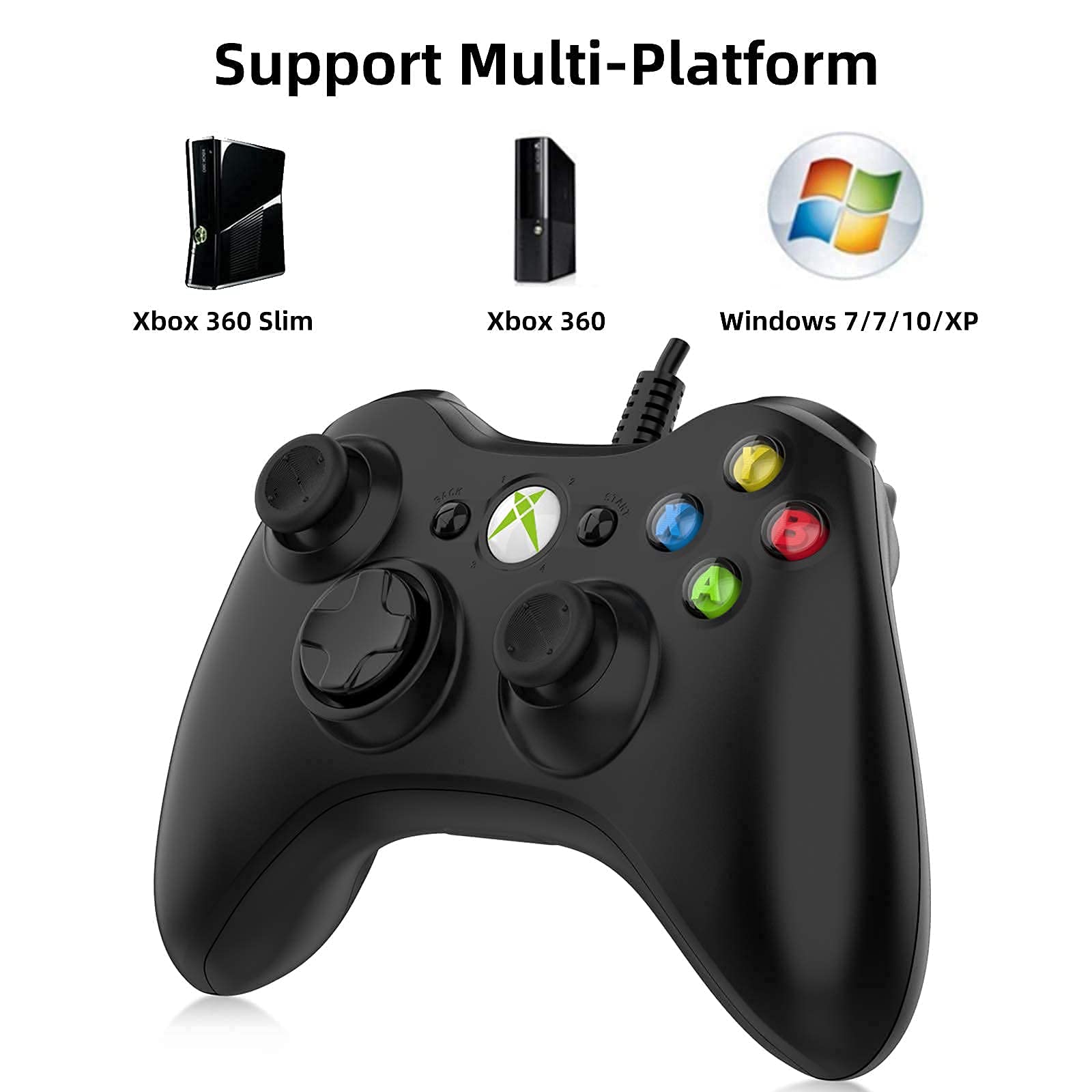 Universal Wired Game Controller for Xbox 360 & PC - Ergonomic Gaming Headset Stand with USB Cable - Perfect for Gaming, Streaming & Esports Tournaments