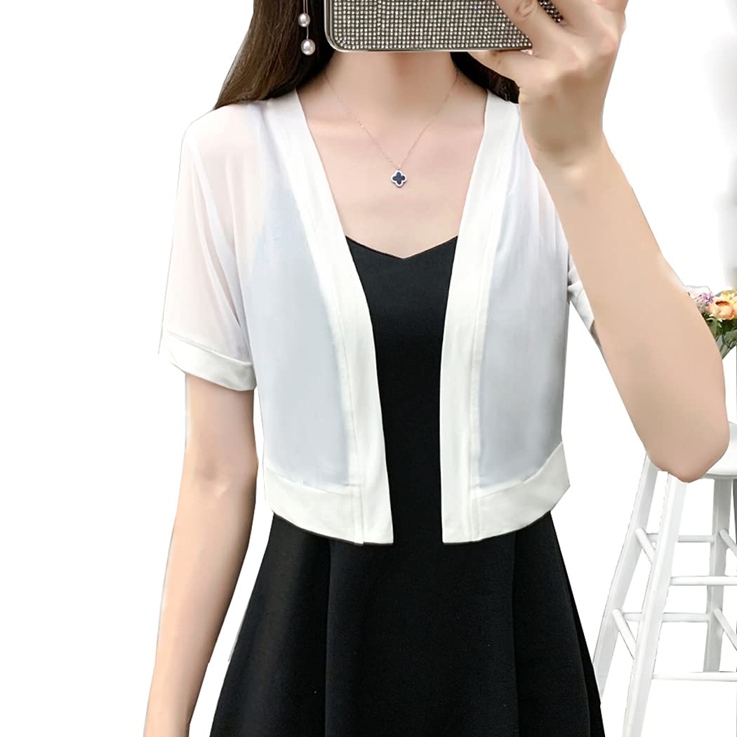 Elegant Women's Chiffon Bolero Shrug Jacket - Lightweight Cardigan & Dress Shawl for Evening Parties, Weddings & Special Occasions