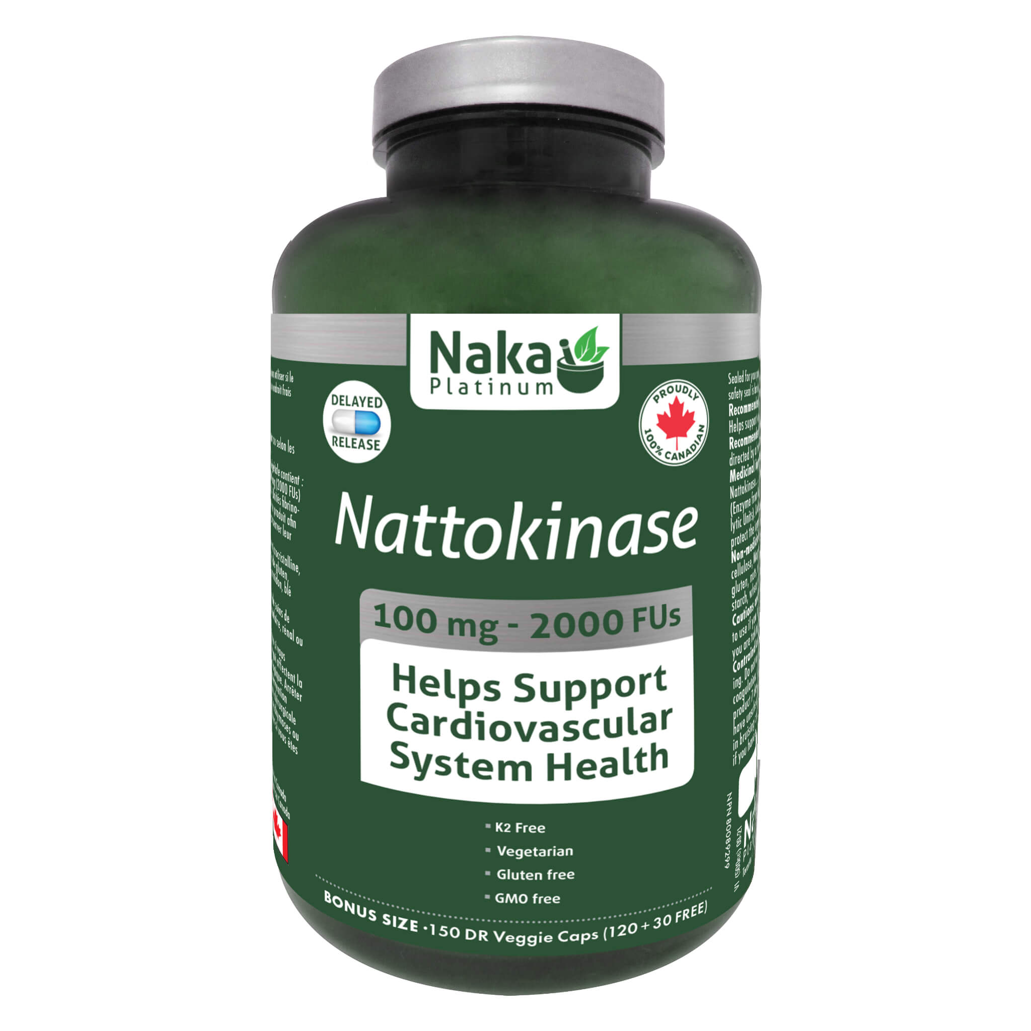 Naka Nattokinase Supplement - 2000FU per Capsule for Heart Health & Circulation Support - Best for Blood Pressure & Cardiovascular Wellness - Use Daily for Optimal Results