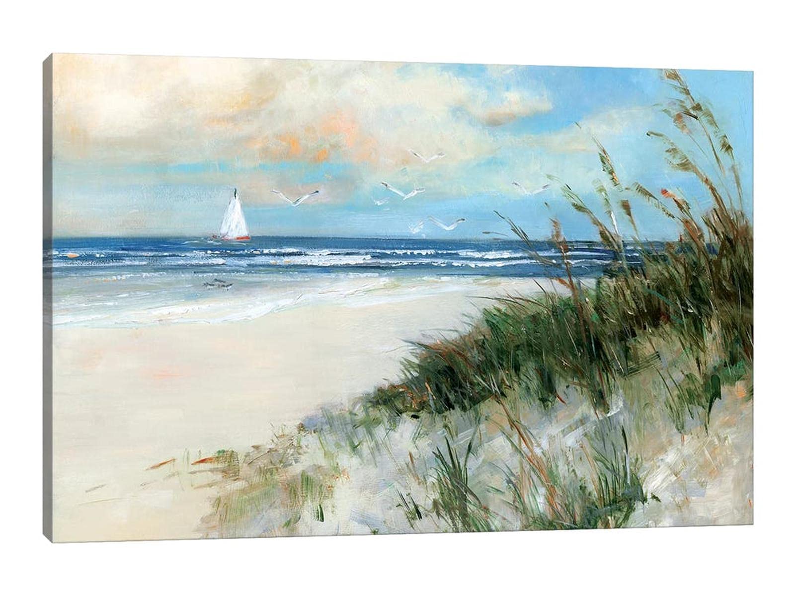 TIMUBA Blue Ocean Canvas Wall Art - 32x48 Inch Abstract Beach Painting for Bathroom, Bedroom & Living Room Decor | Coastal Themed Wall Decor Perfect for Beach Houses, Vacation Rentals & Spa Settings