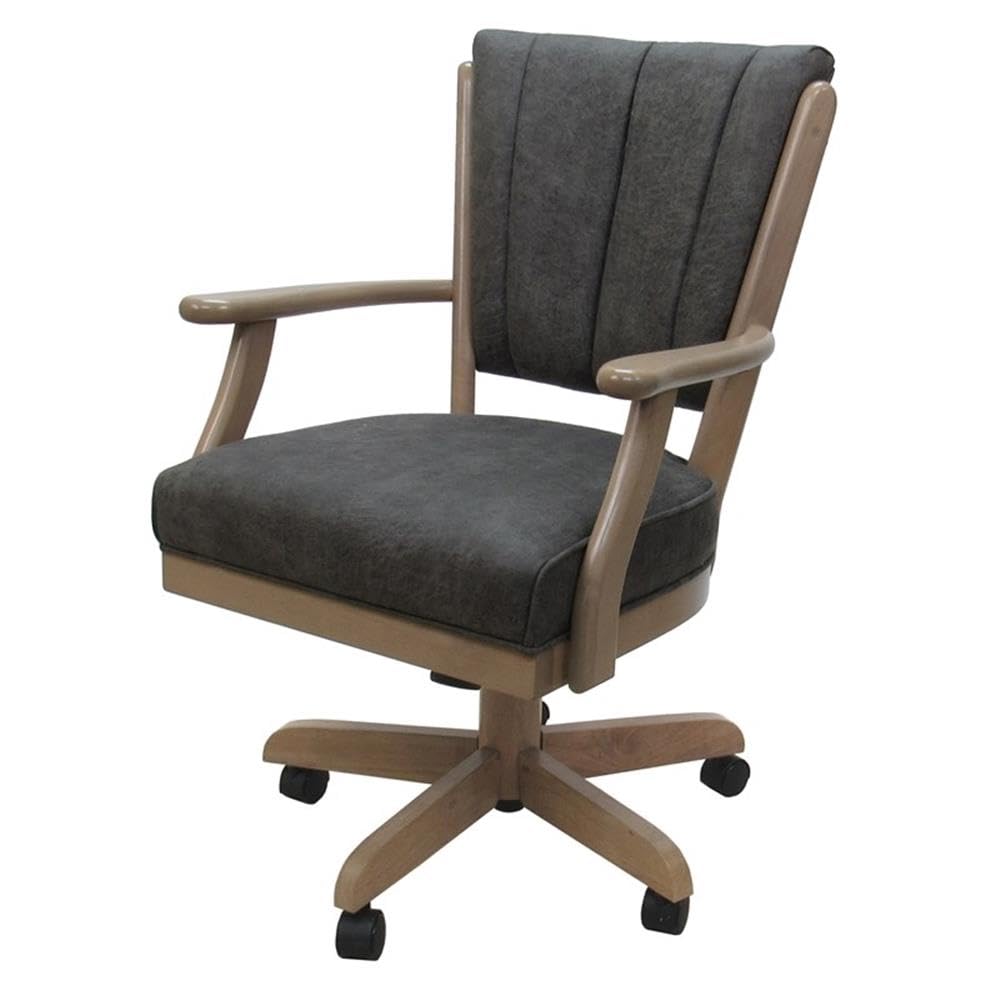 Classic Solid Wood Dining Chairs with Casters - White Wash Finish - Northwest Elk Style for Kitchen, Dining Room & Office Use