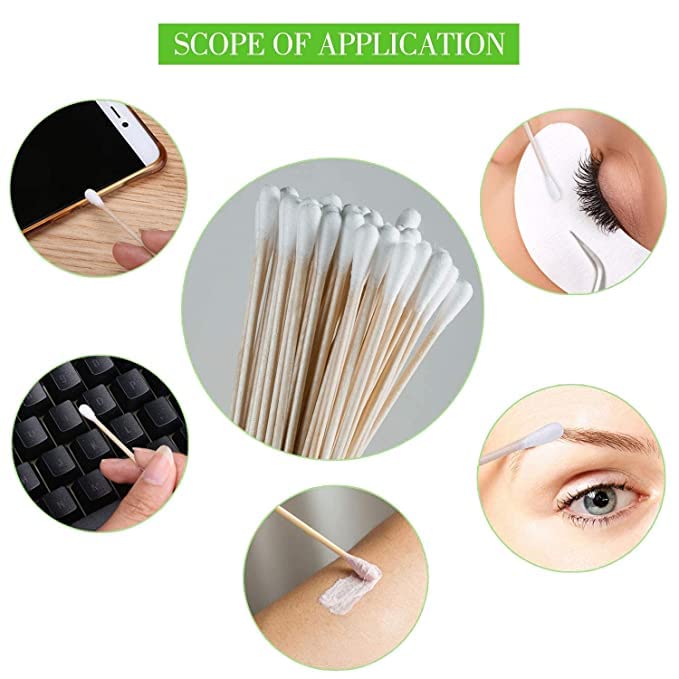 Anshri 500 Count Bamboo Cotton Swabs - 100% Natural Eco-Friendly Cotton Buds for Adults & Babies | Gentle Ear Cleaning, Makeup Application, First Aid & Crafting