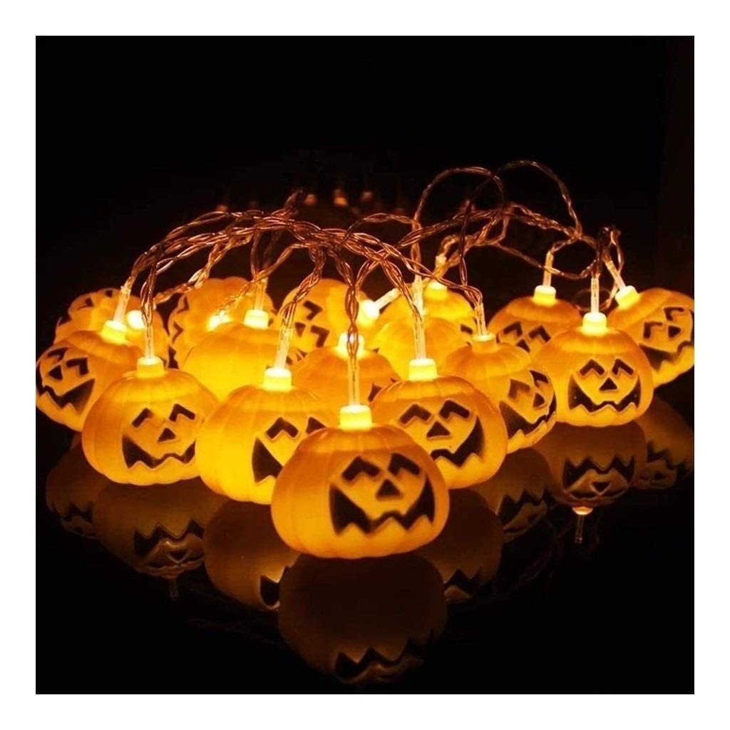 Spooky Halloween LED String Lights - Set of 3 (6m 40LED) Ghost Pumpkin Bat Decorations for Outdoor Garden, Party, Home - Waterproof Fairy Lights for Halloween Night Decor & Backyard Atmosphere (Big Pumpkin Design)