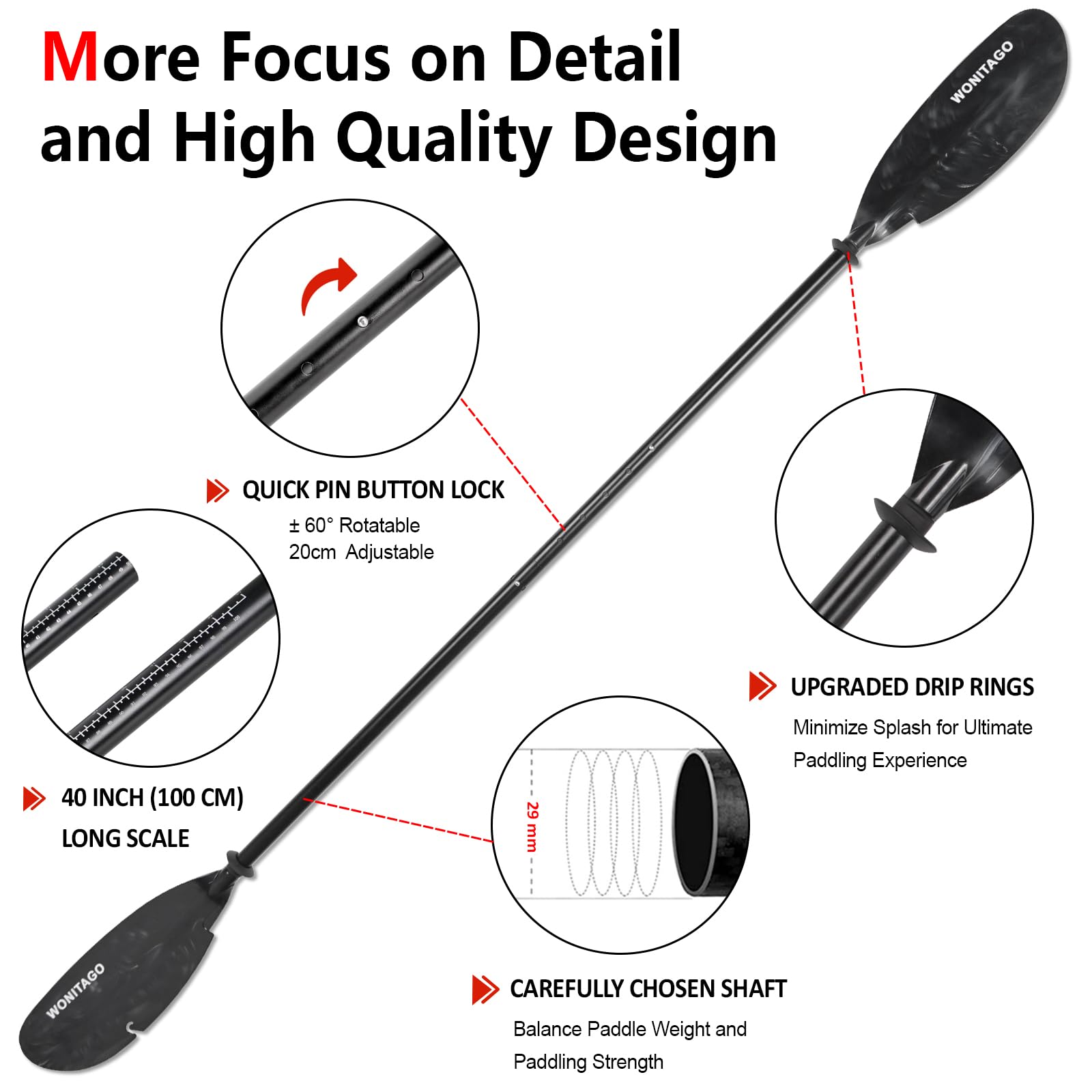 Premium Fiberglass Kayak Paddles with PP Blades - Lightweight Adjustable 3-Piece Oars (230-250cm/90-98in) for Kayaking, Canoeing & Boating - Perfect for Recreational Paddling, Fishing & Water Sports Adventures