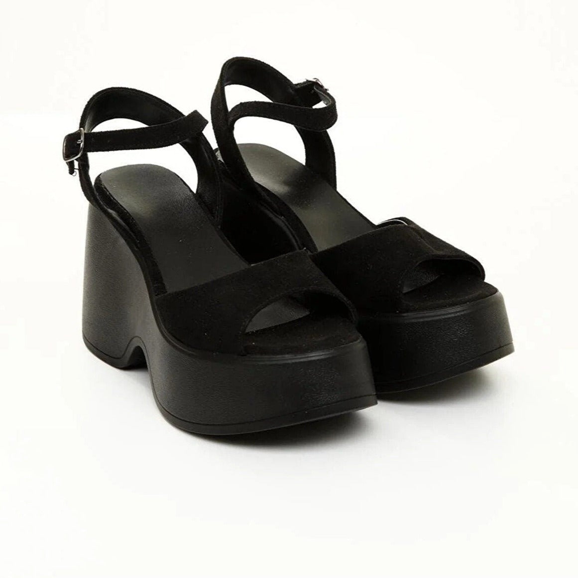Black Suede Wedge Heels for Women - Comfortable & Stylish Barb-Inspired Shoes for Casual Outings, Date Nights & Office Wear