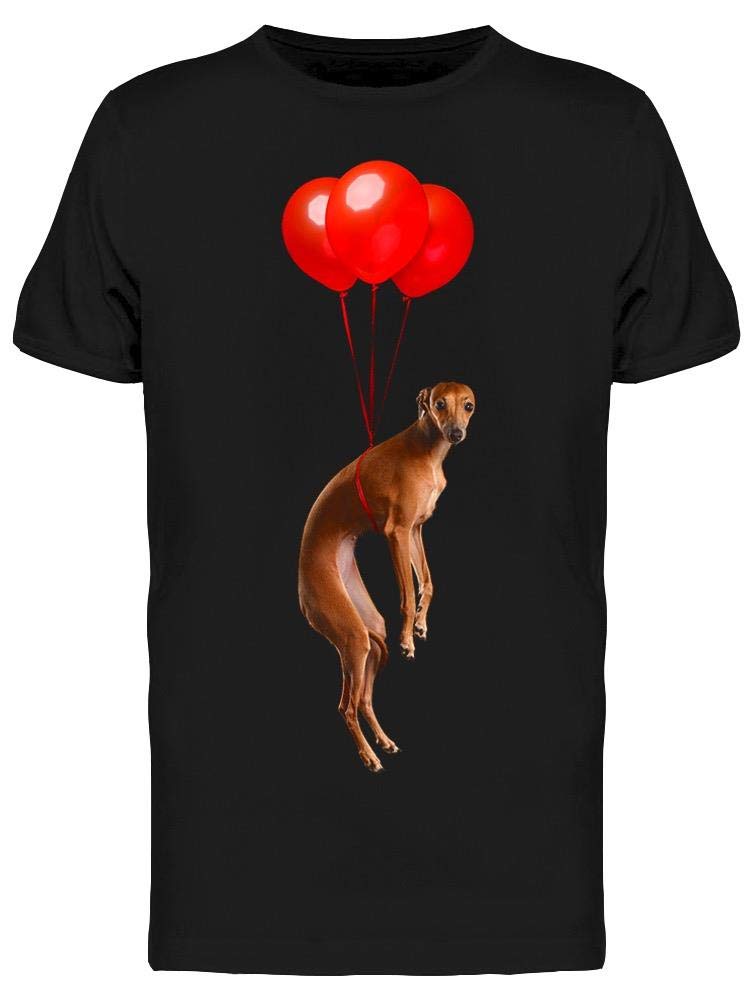 Red Greyhound Flying Balloons Graphic T-Shirt for Men - Casual Wear & Street Style Outfit