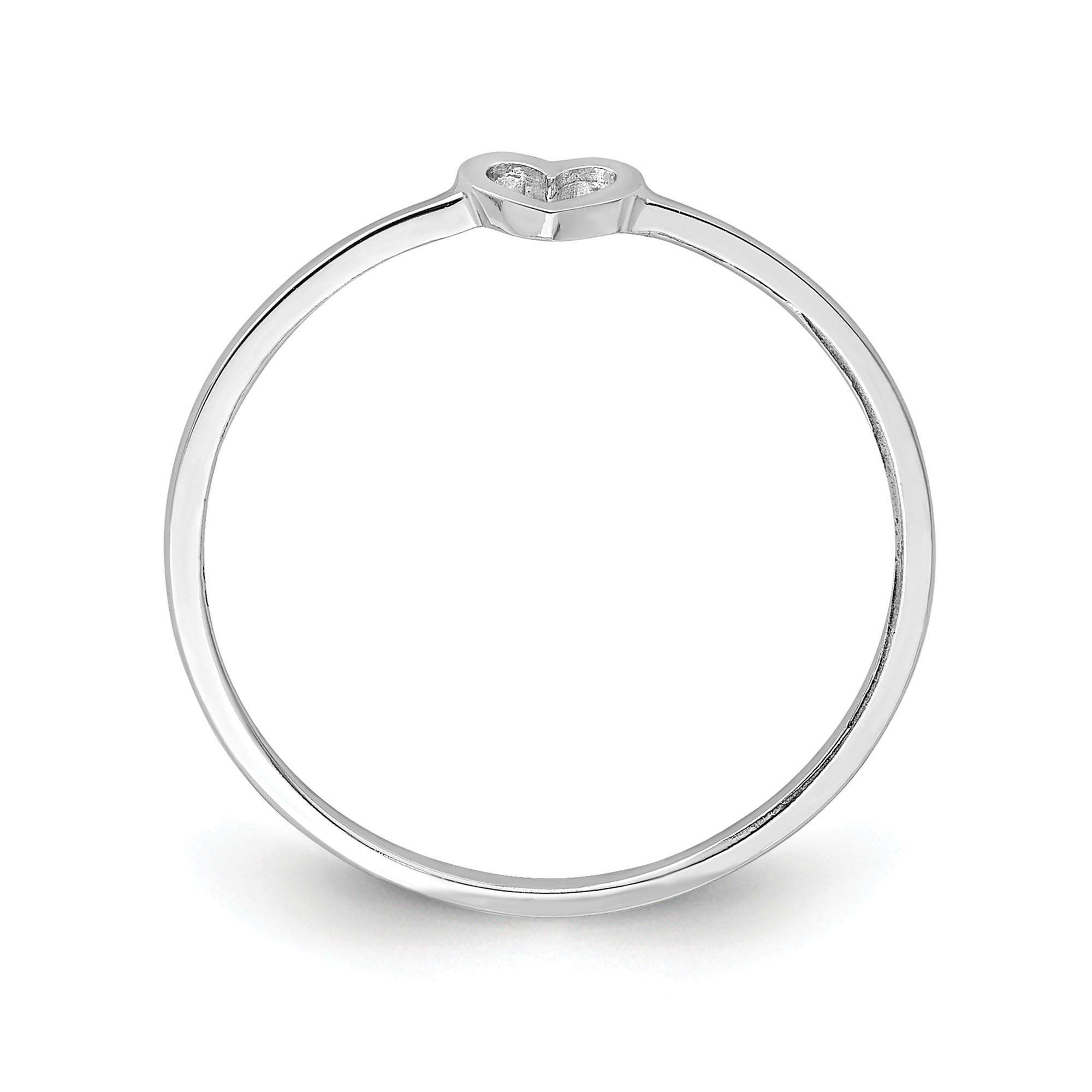 14K White Gold Polished Heart Ring - Size 7 | Elegant Valentine's Gift, Anniversary Jewelry for Women, Perfect for Romantic Occasions & Special Dates