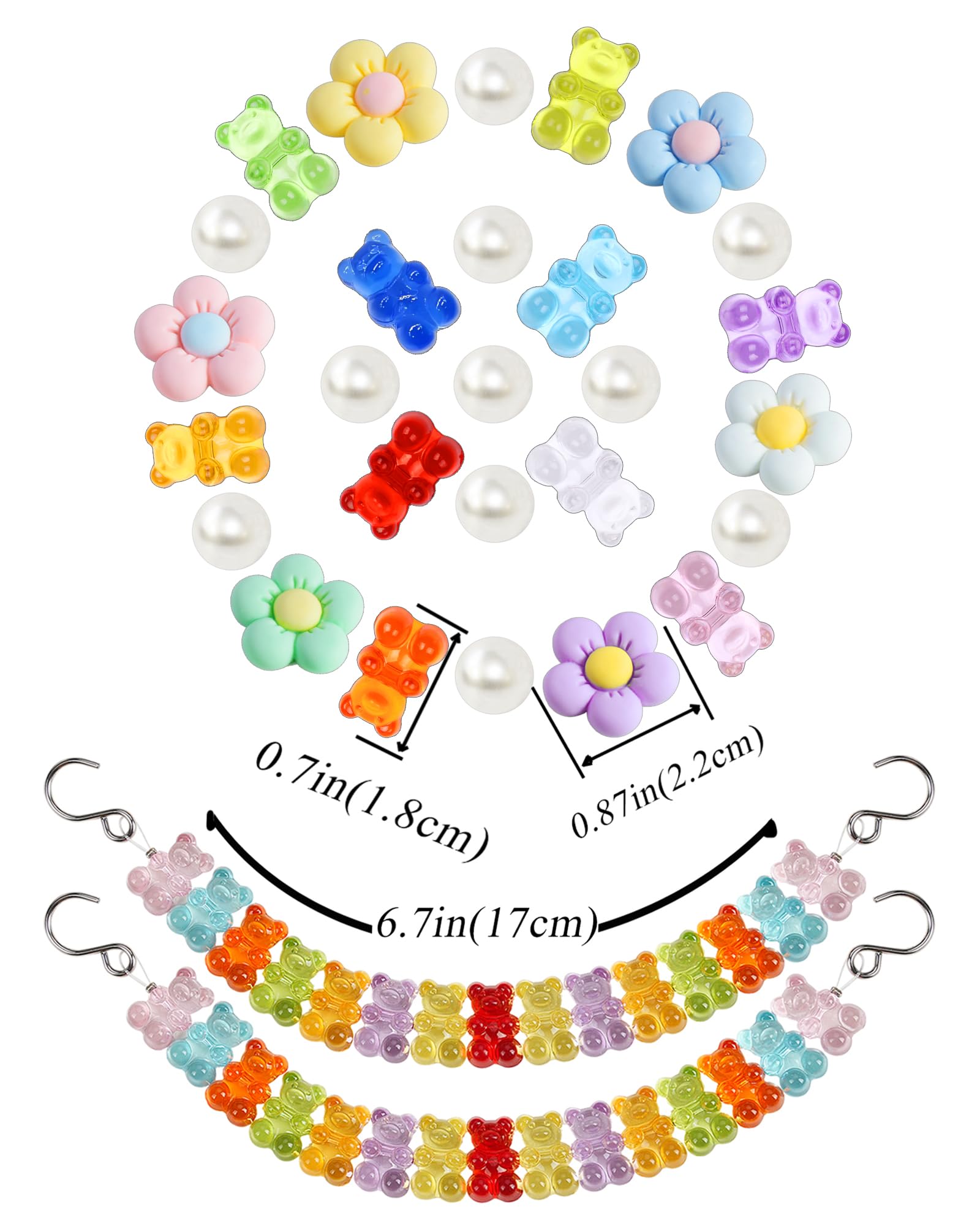 GIDDITZ Gummy Bear Shoe Charms - Cute Daisy Flower Decorations for Women, Girls & Kids - Perfect for Party Favors, Gifts & Sneaker Accessories - Great for Birthday Parties, School Events & Fashion Outfits