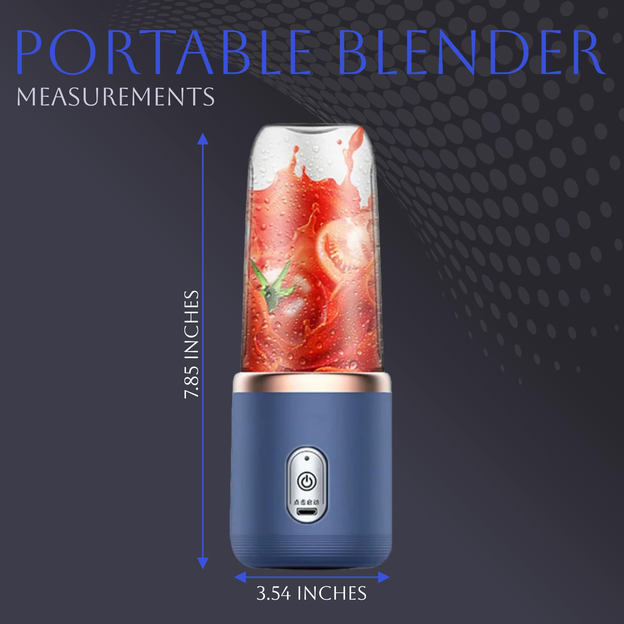 Paramexview® 14oz Portable Blender - 6 Blade USB Rechargeable Smoothie Maker for Juices & Shakes | Travel & Outdoor Blender with Lid & Cup Included | Perfect for Gym, Camping, Office & Home Use (Navy Blue)