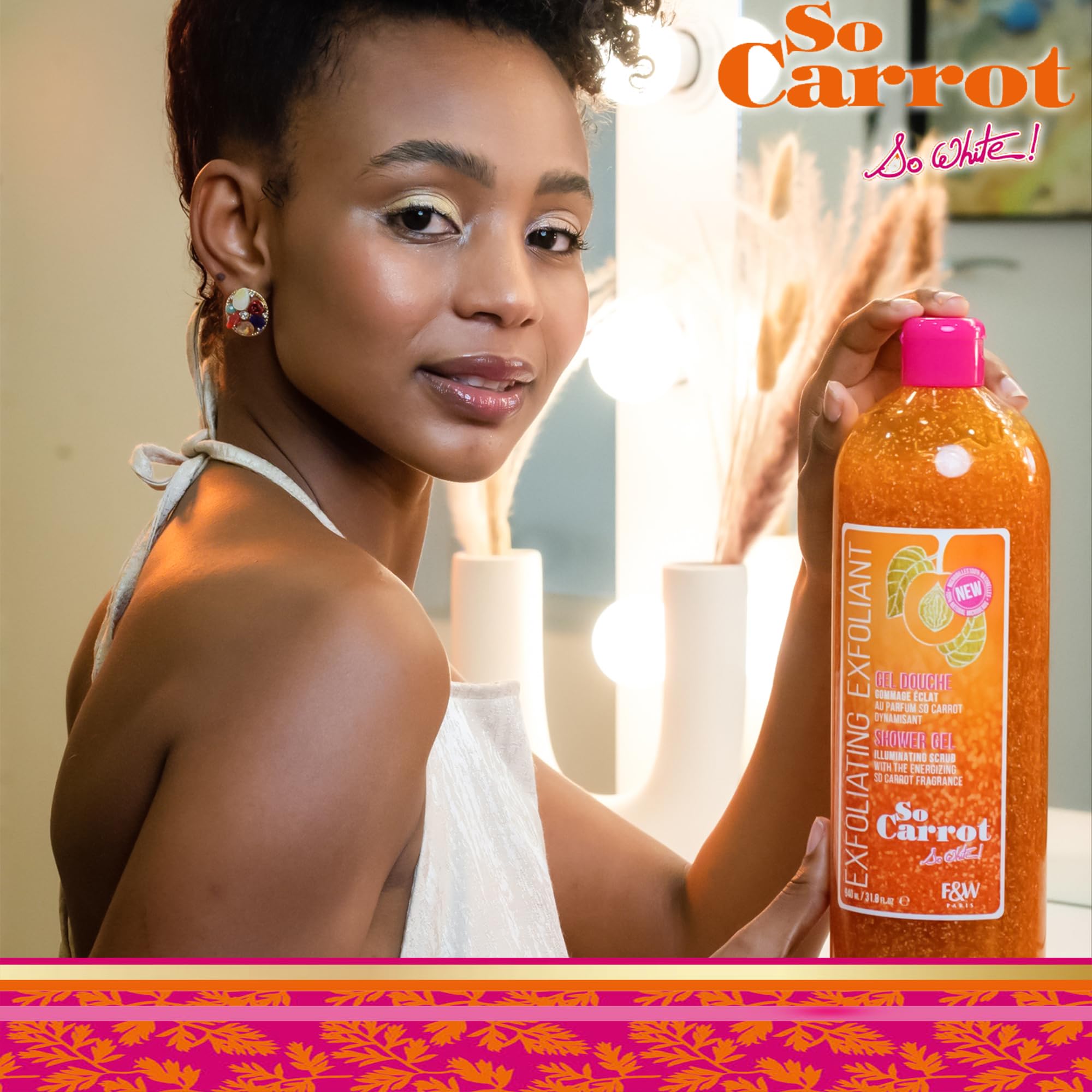 FAIR & WHITE So Carrot Body Scrub & Wash - Exfoliating & Moisturizing - 31.8 Fl Oz (940ml) - Brightening & Smoothing Skin Care - Perfect for Shower & Spa Days