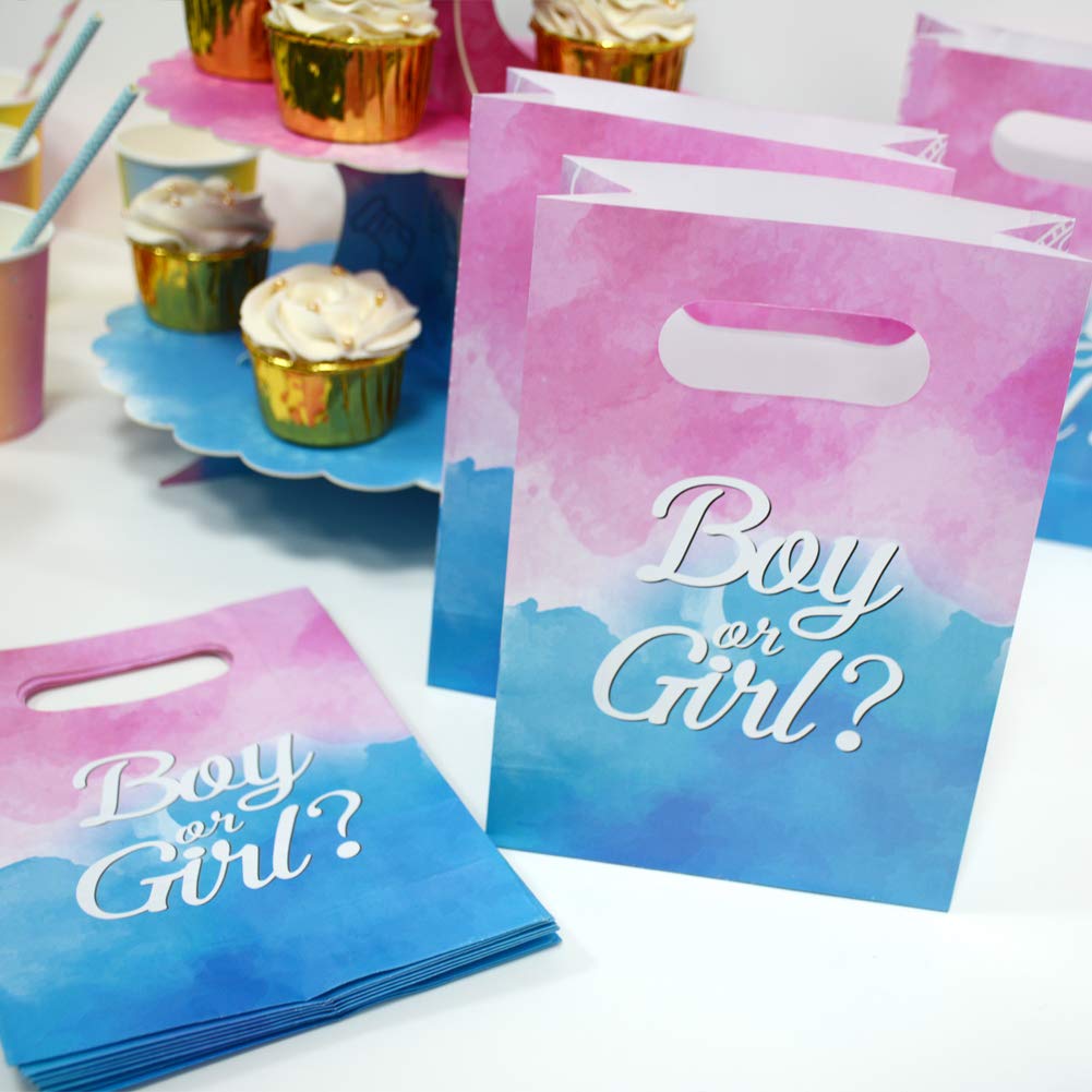 WEEPA 24 Pack Gender Reveal Party Supplies - Baby Shower Favor Gift Bags, Treat Goodie Bags for Table Decorations | Perfect for Gender Reveal Parties, Baby Showers & Celebrations